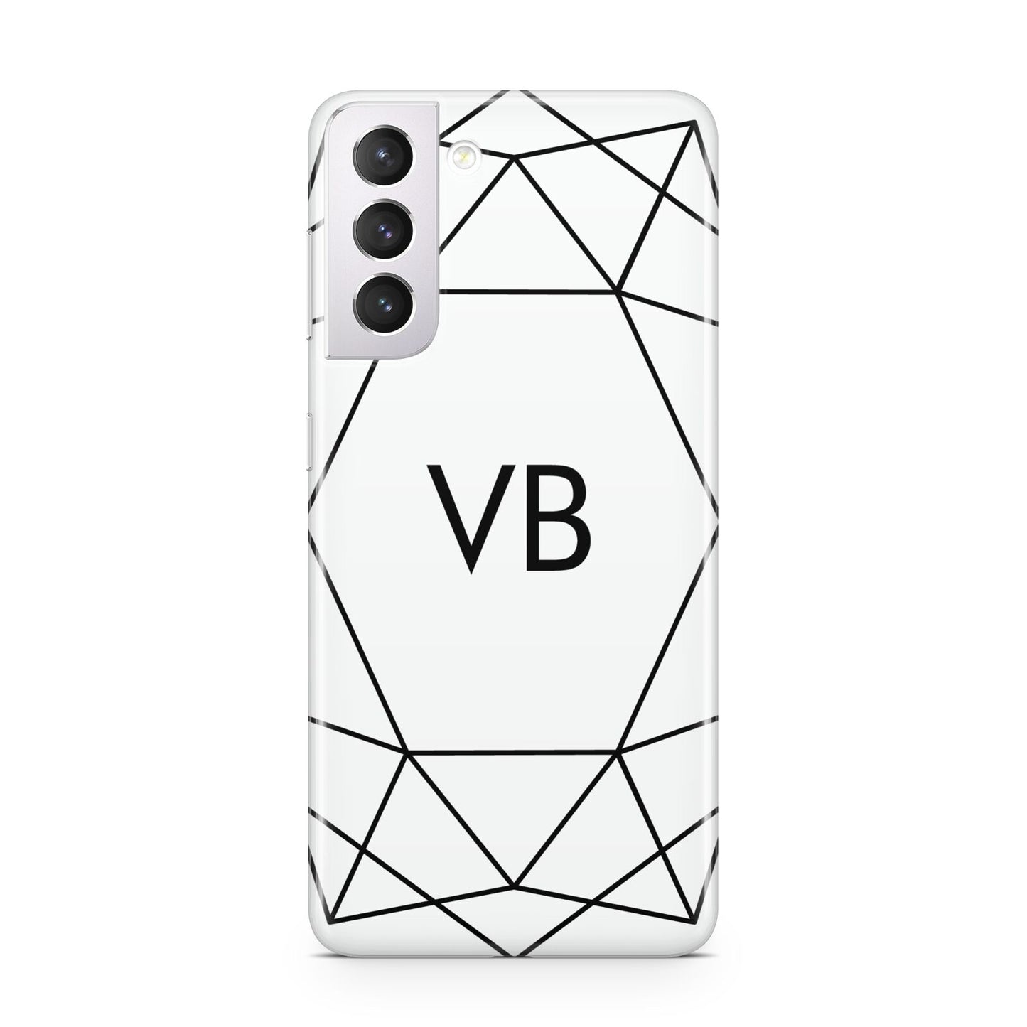 Personalised Initials White Geometric Samsung S21 Case