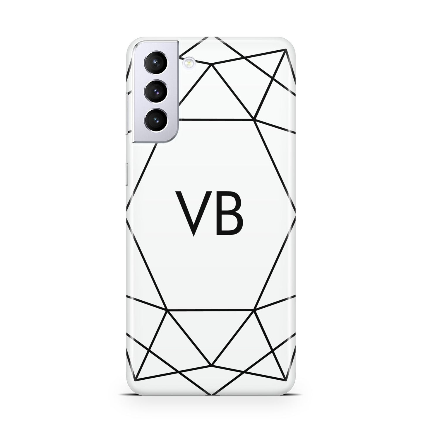 Personalised Initials White Geometric Samsung S21 Plus Case