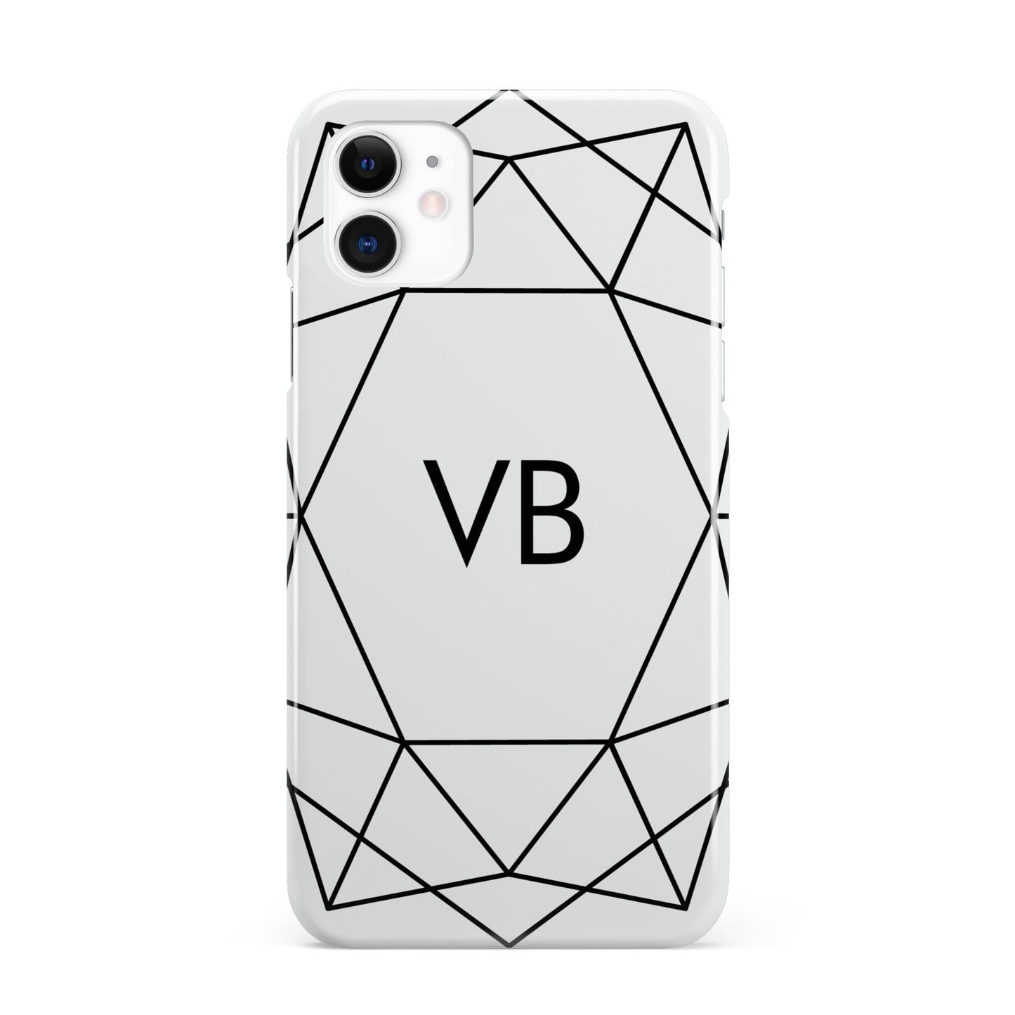 Personalised Initials White Geometric iPhone 11 3D Snap Case