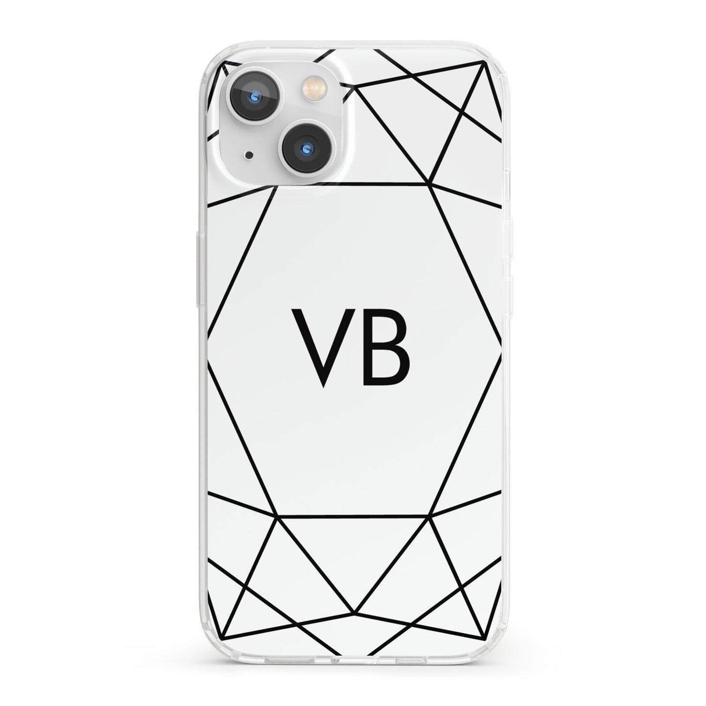 Personalised Initials White Geometric iPhone 13 Clear Bumper Case