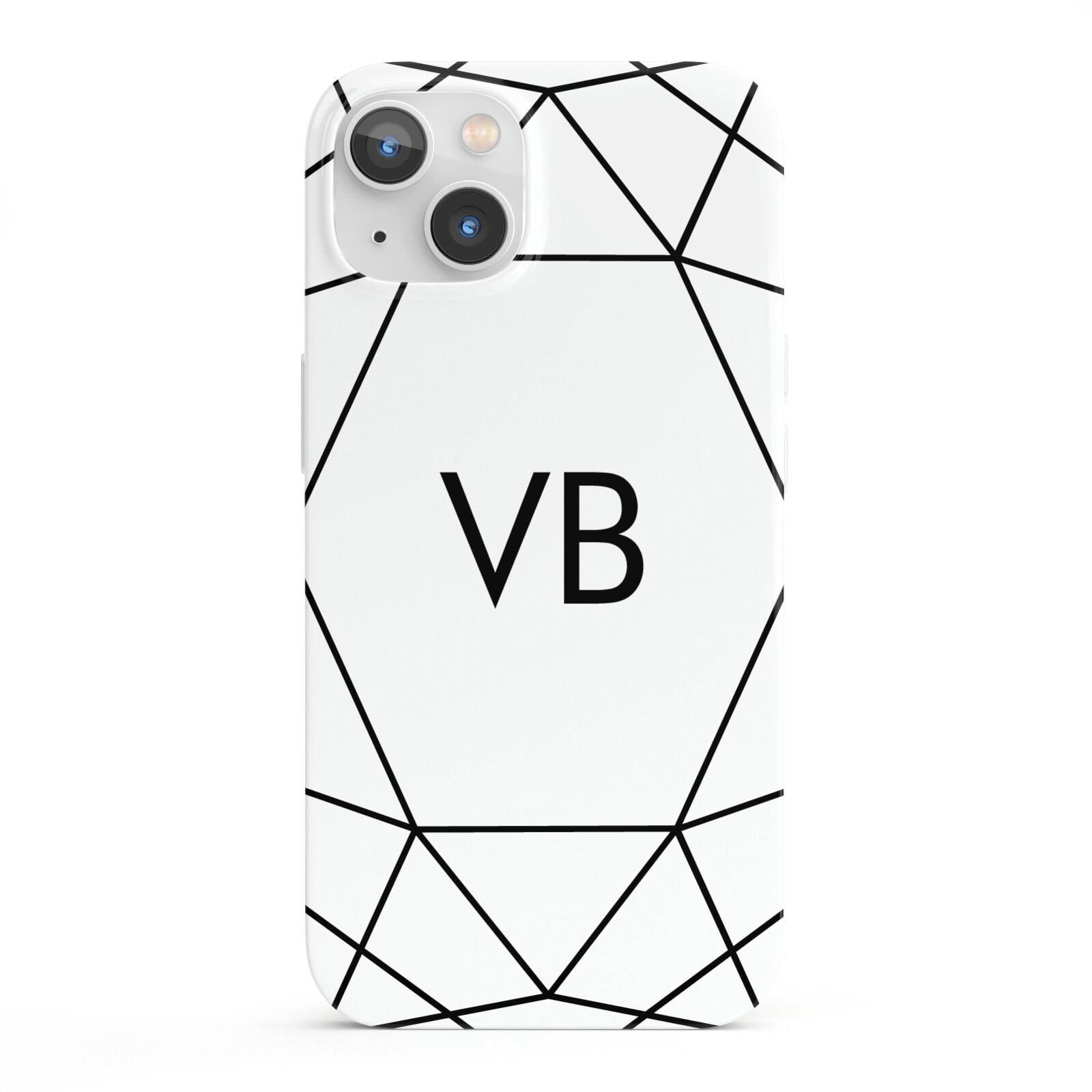 Personalised Initials White Geometric iPhone 13 Full Wrap 3D Snap Case