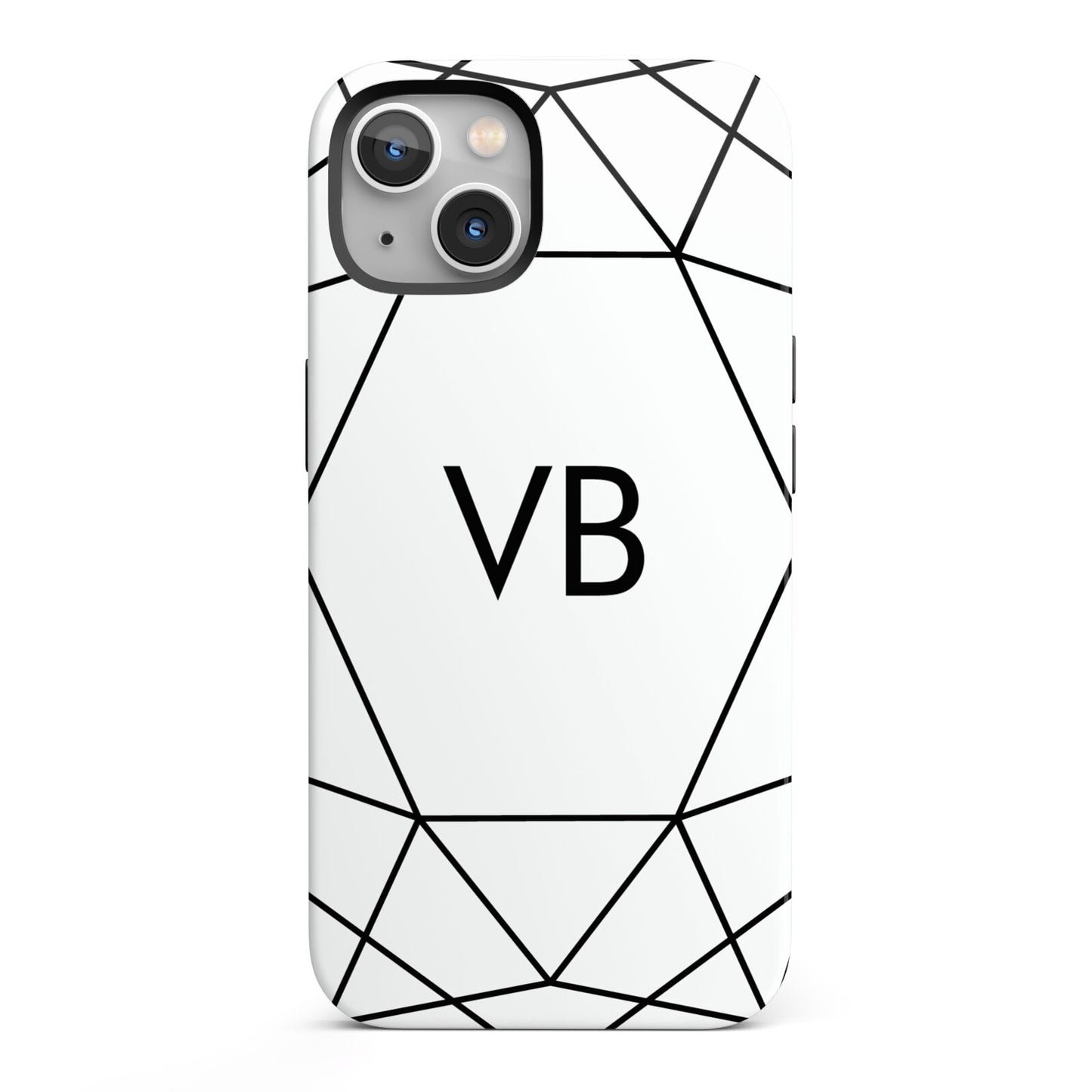 Personalised Initials White Geometric iPhone 13 Full Wrap 3D Tough Case