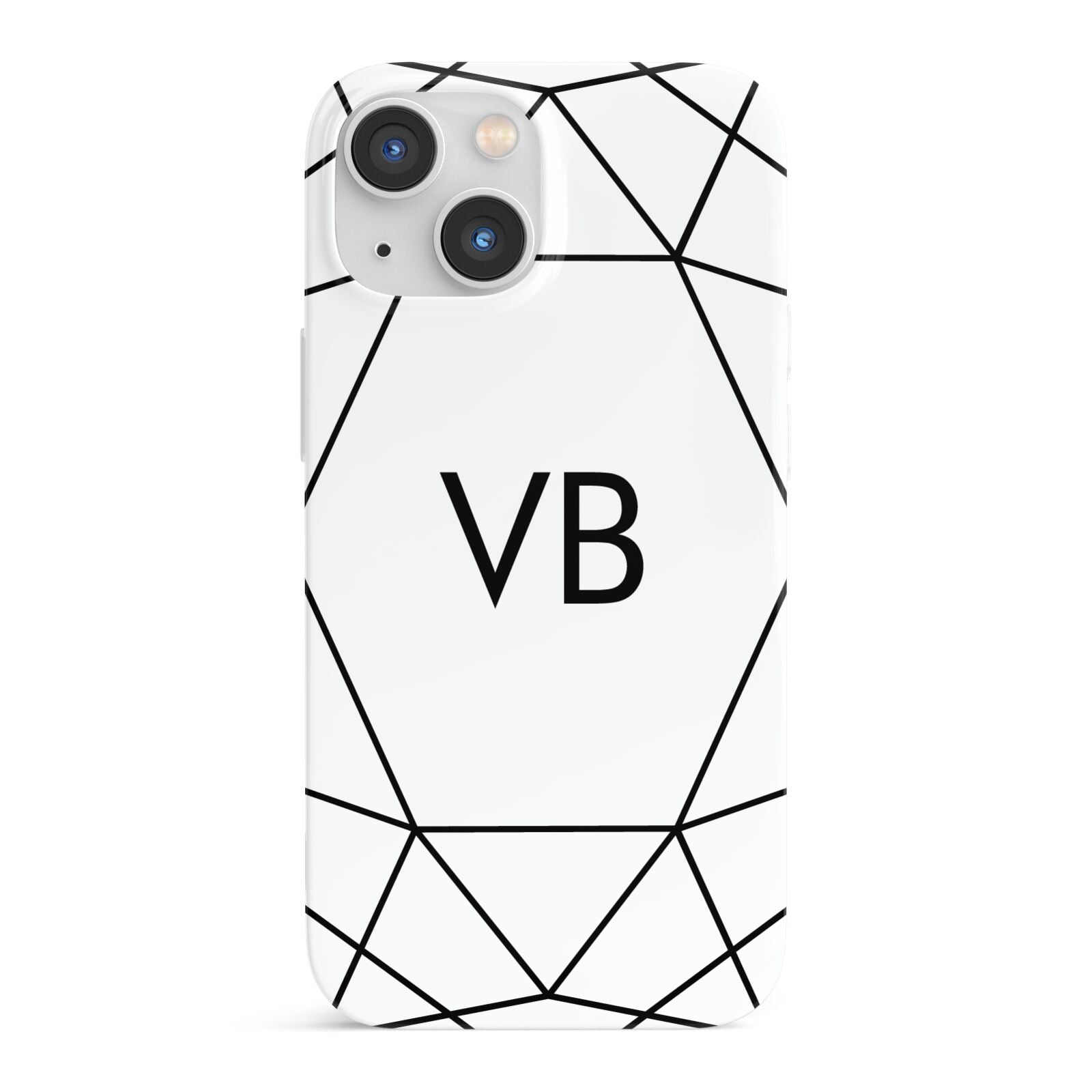 Personalised Initials White Geometric iPhone 13 Mini Full Wrap 3D Snap Case