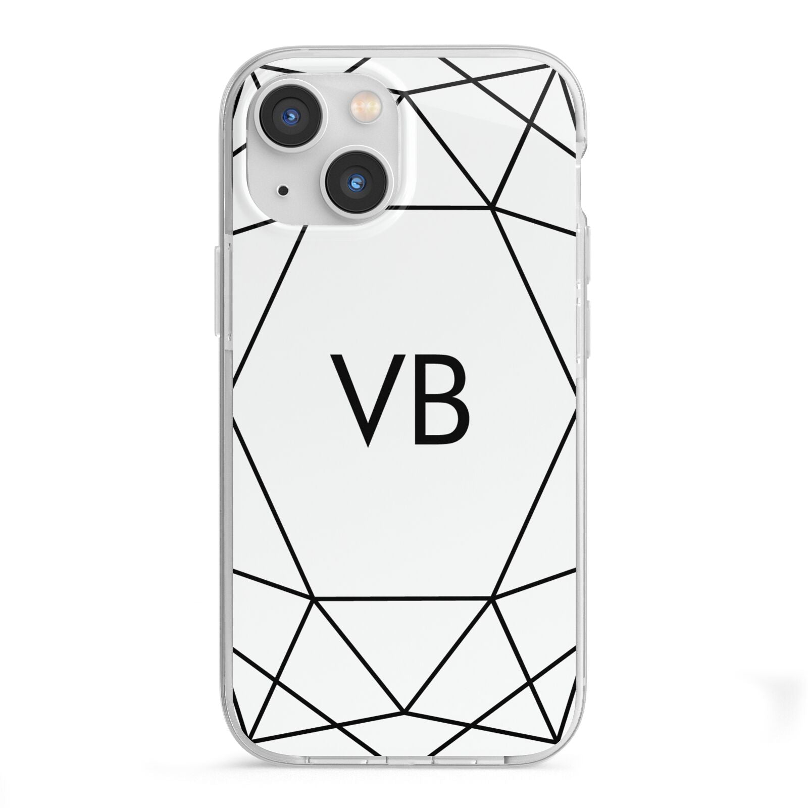 Personalised Initials White Geometric iPhone 13 Mini TPU Impact Case with White Edges