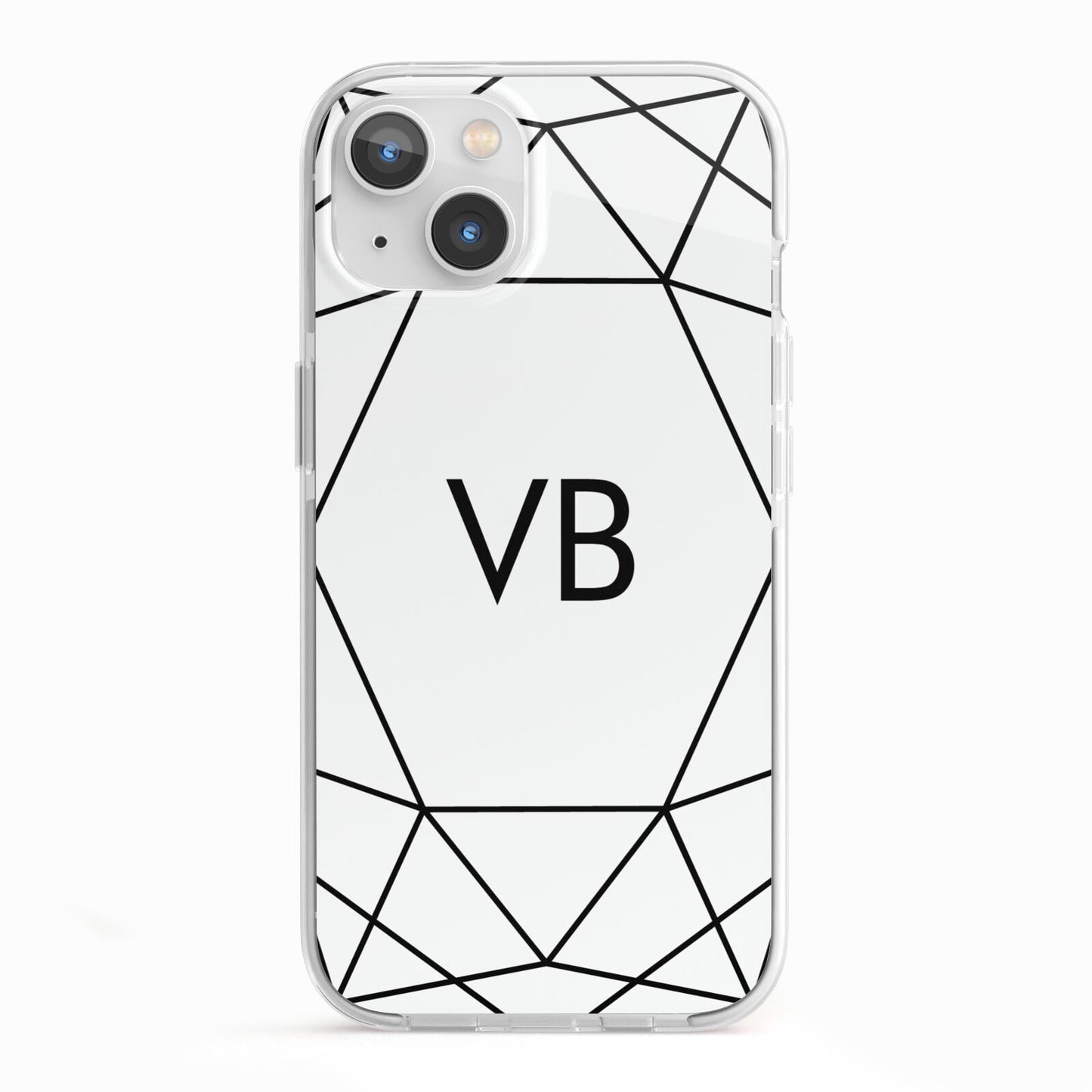 Personalised Initials White Geometric iPhone 13 TPU Impact Case with White Edges