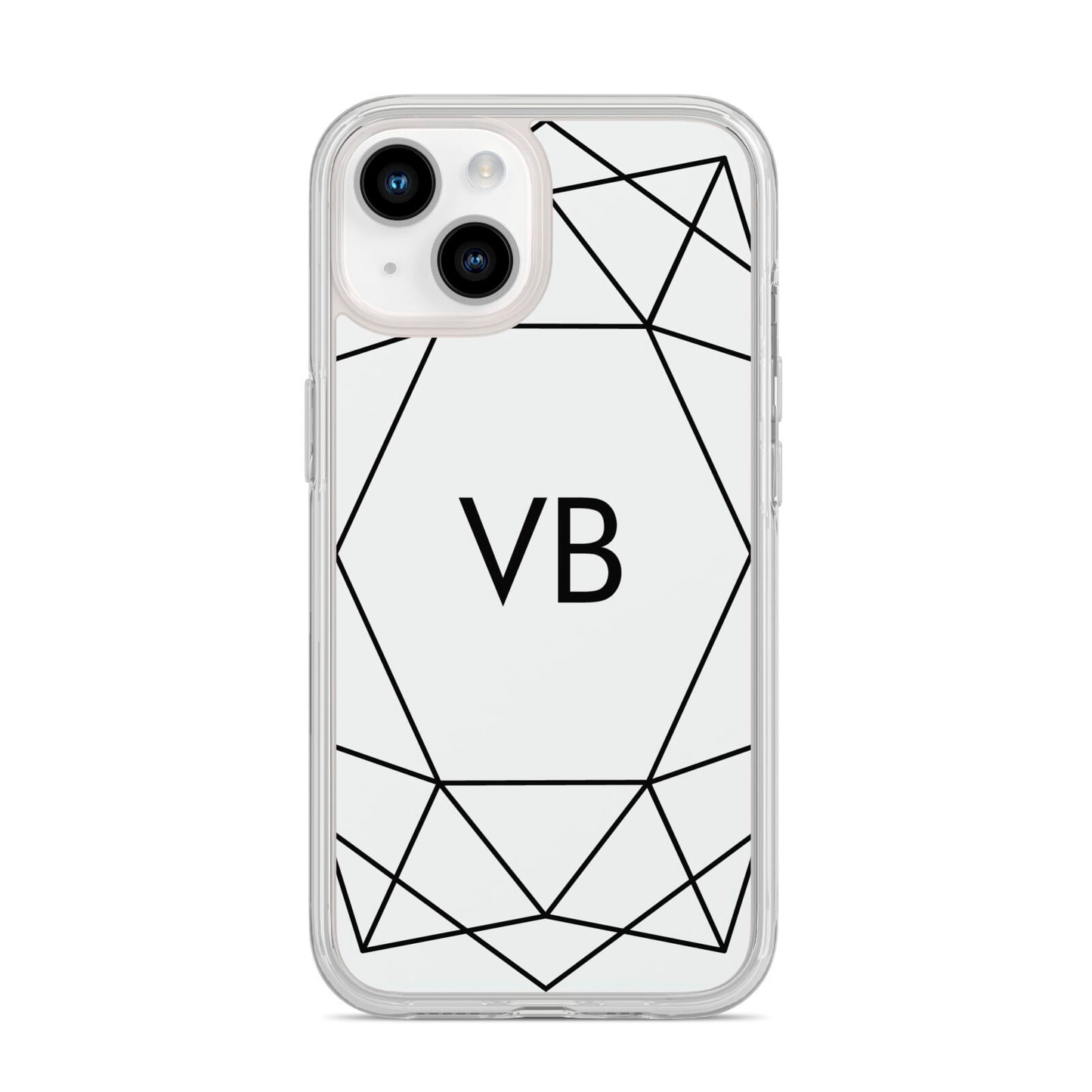 Personalised Initials White Geometric iPhone 14 Clear Tough Case Starlight