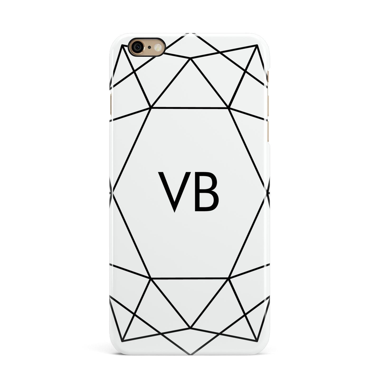 Personalised Initials White Geometric iPhone 6 Plus 3D Snap Case on Gold Phone