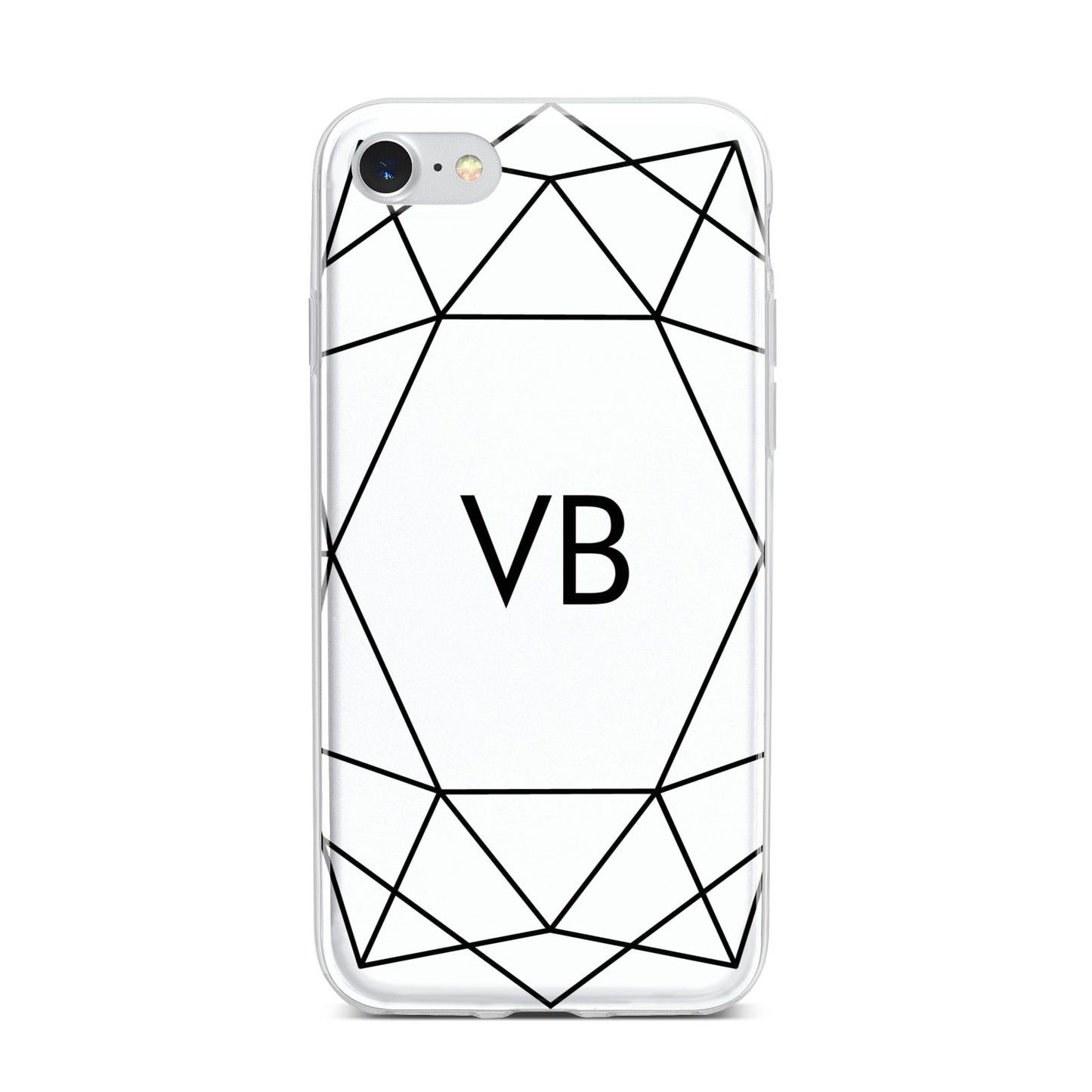 Personalised Initials White Geometric iPhone 7 Bumper Case on Silver iPhone