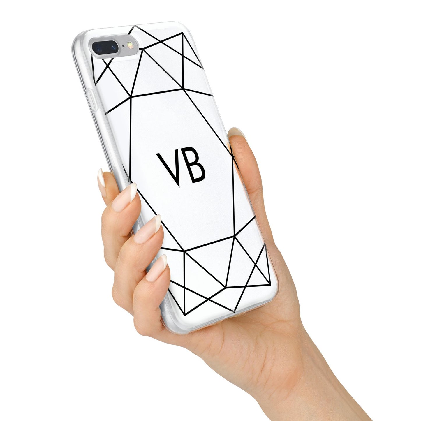 Personalised Initials White Geometric iPhone 7 Plus Bumper Case on Silver iPhone Alternative Image