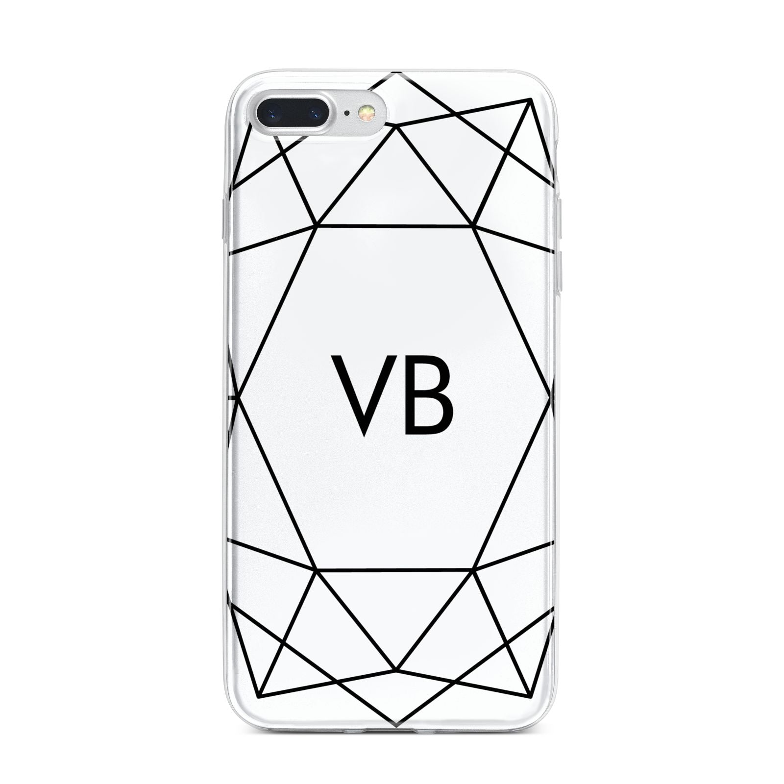 Personalised Initials White Geometric iPhone 7 Plus Bumper Case on Silver iPhone