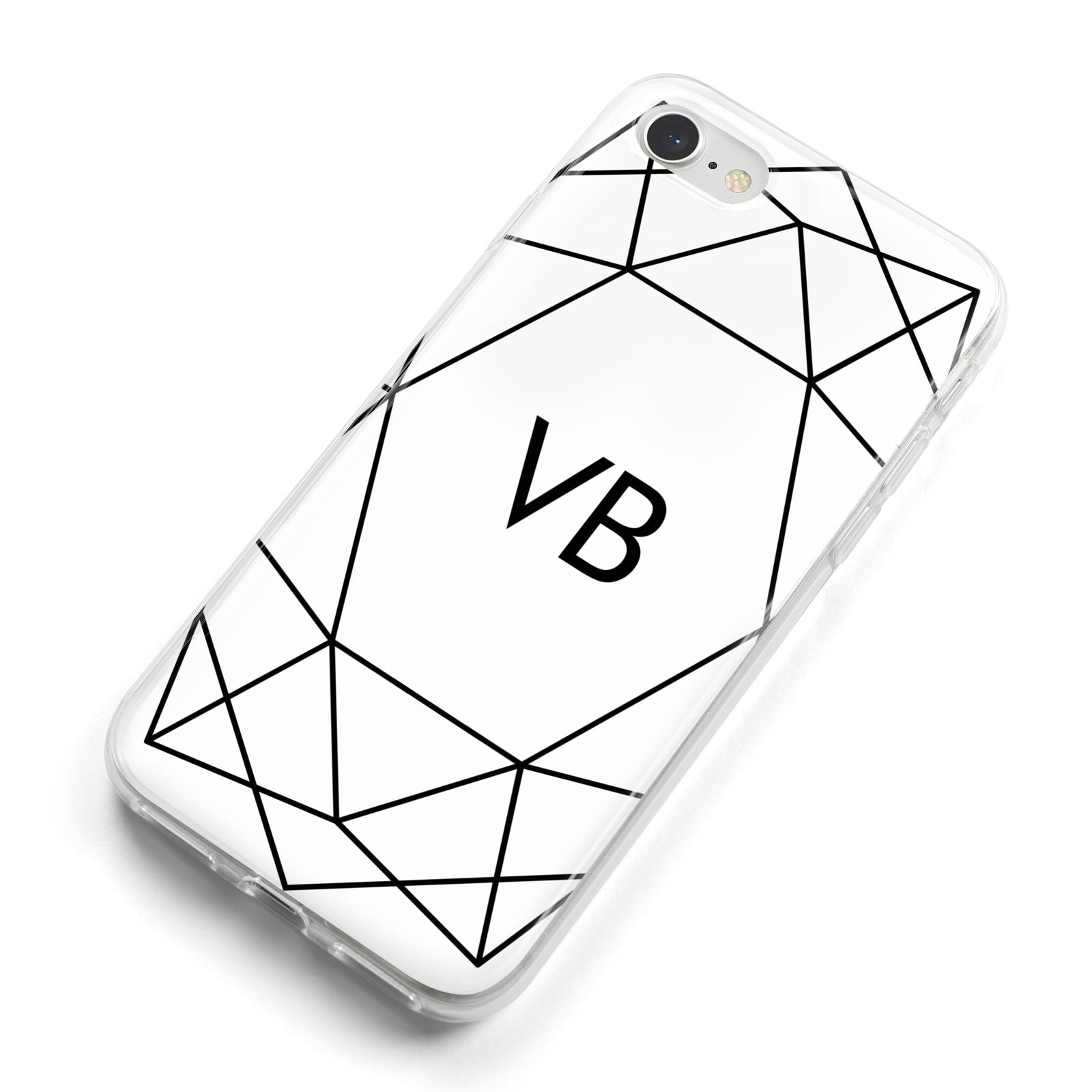 Personalised Initials White Geometric iPhone 8 Bumper Case on Silver iPhone Alternative Image