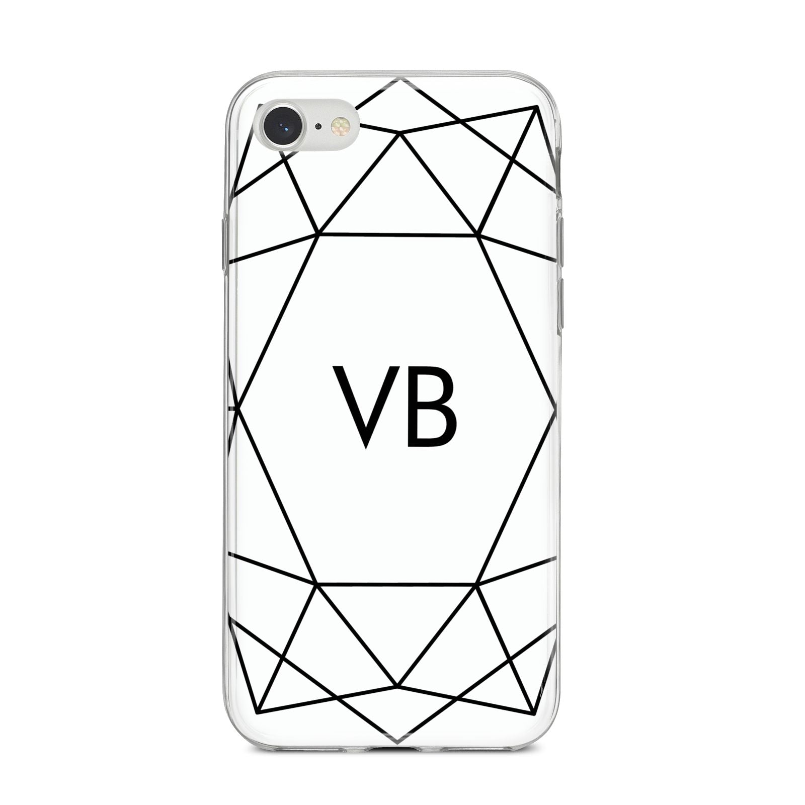 Personalised Initials White Geometric iPhone 8 Bumper Case on Silver iPhone