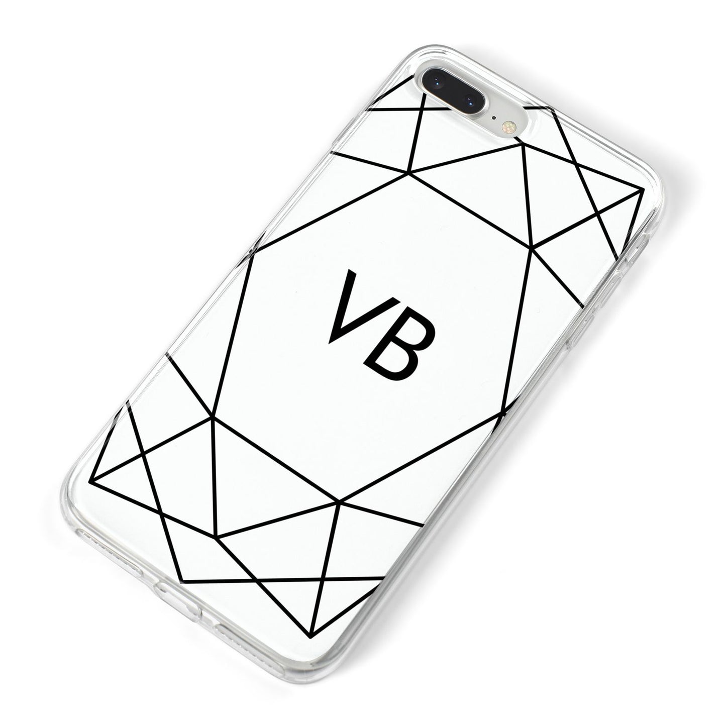 Personalised Initials White Geometric iPhone 8 Plus Bumper Case on Silver iPhone Alternative Image