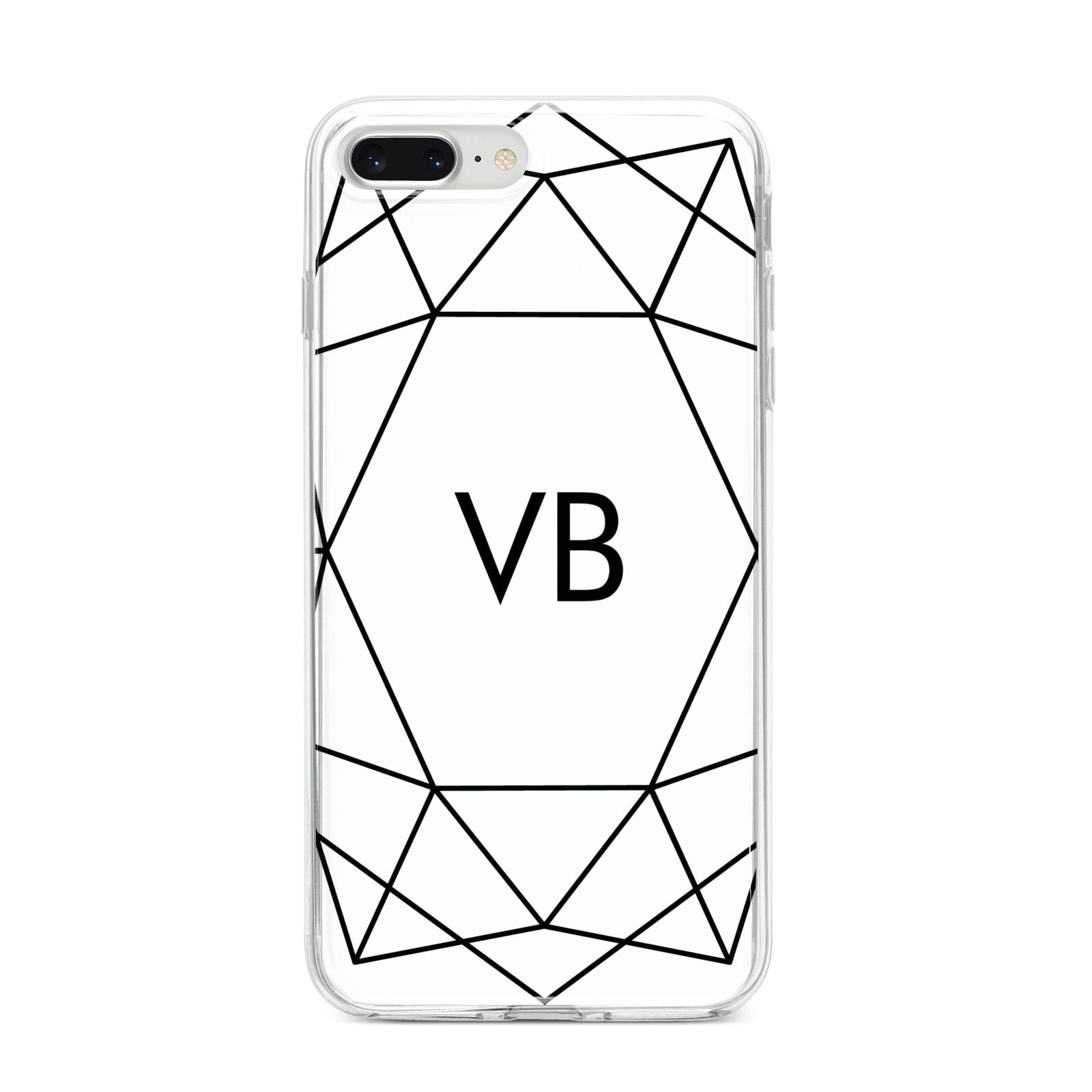 Personalised Initials White Geometric iPhone 8 Plus Bumper Case on Silver iPhone