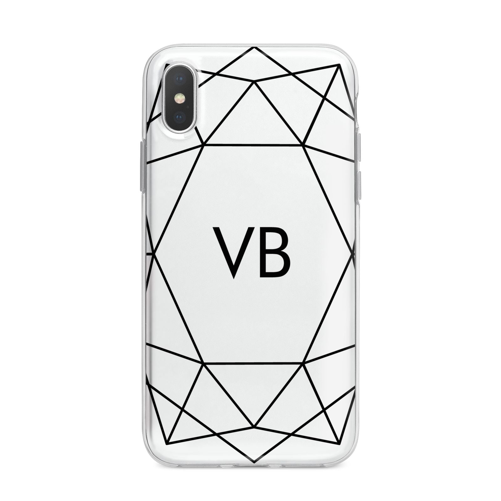 Personalised Initials White Geometric iPhone X Bumper Case on Silver iPhone Alternative Image 1