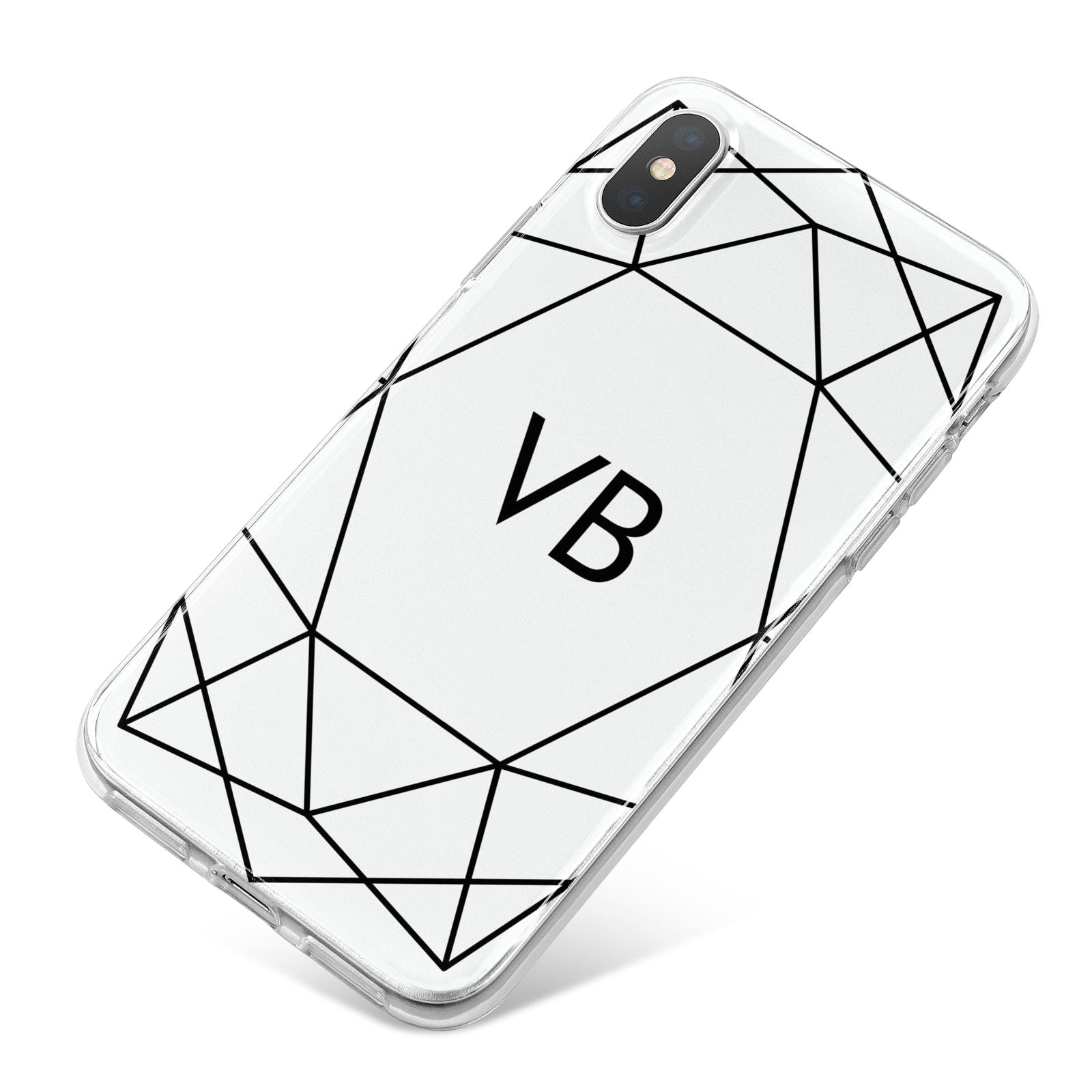 Personalised Initials White Geometric iPhone X Bumper Case on Silver iPhone