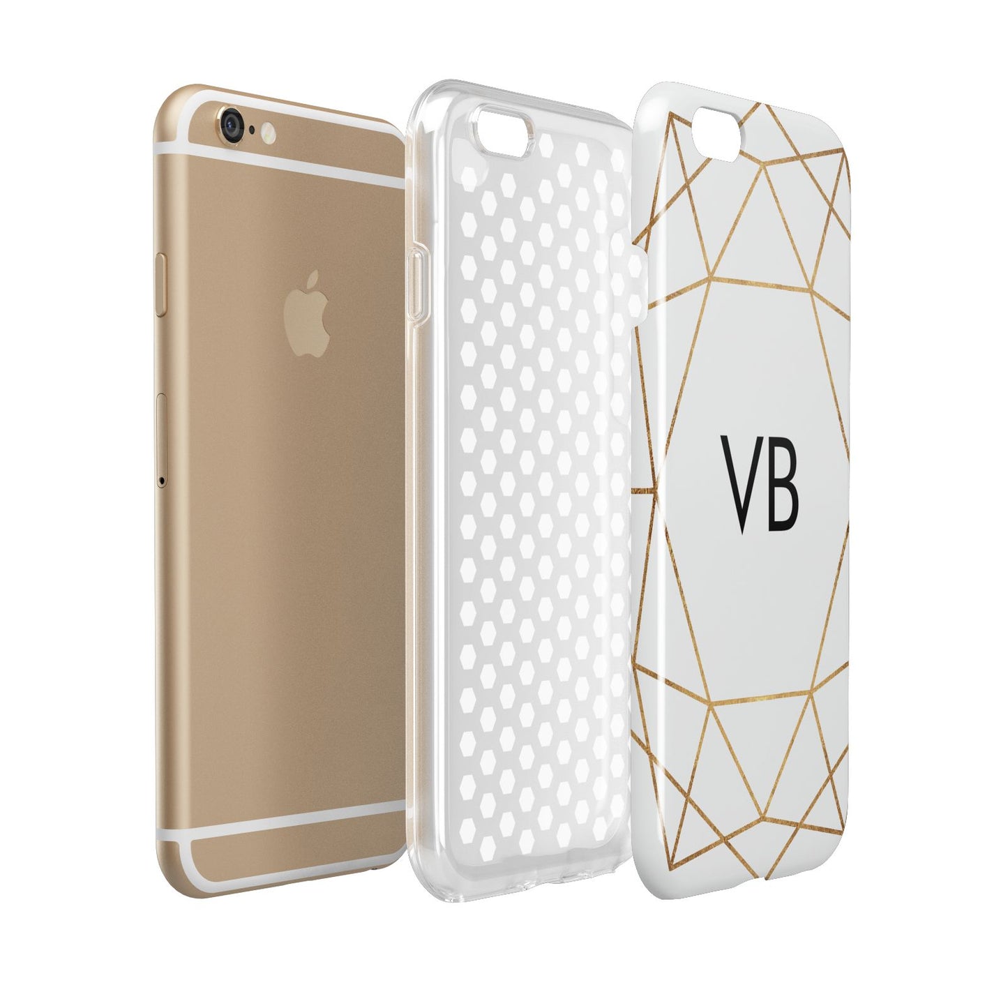 Personalised Initials White Gold Geometric Apple iPhone 6 3D Tough Case Expanded view