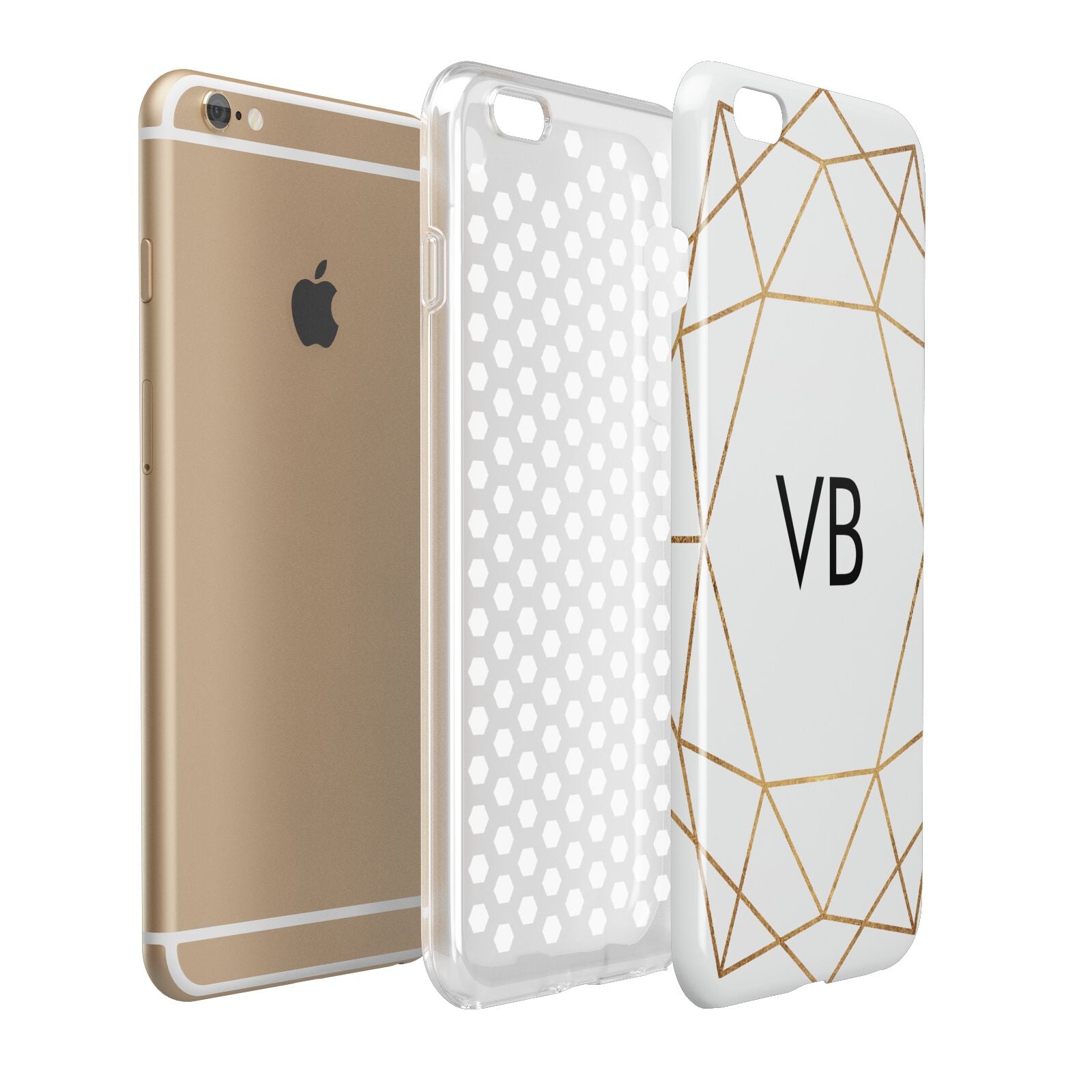 Personalised Initials White Gold Geometric Apple iPhone 6 Plus 3D Tough Case Expand Detail Image