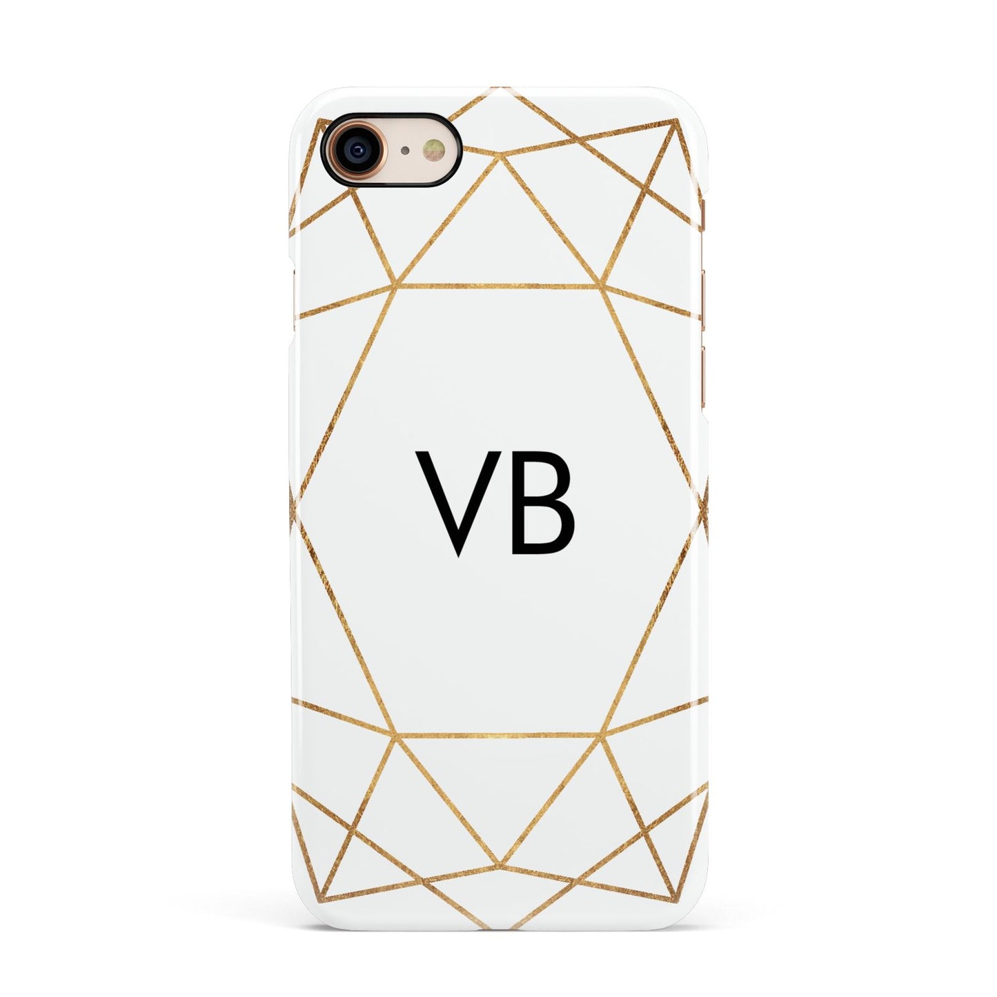 Personalised Initials White Gold Geometric Apple iPhone 7 8 3D Snap Case