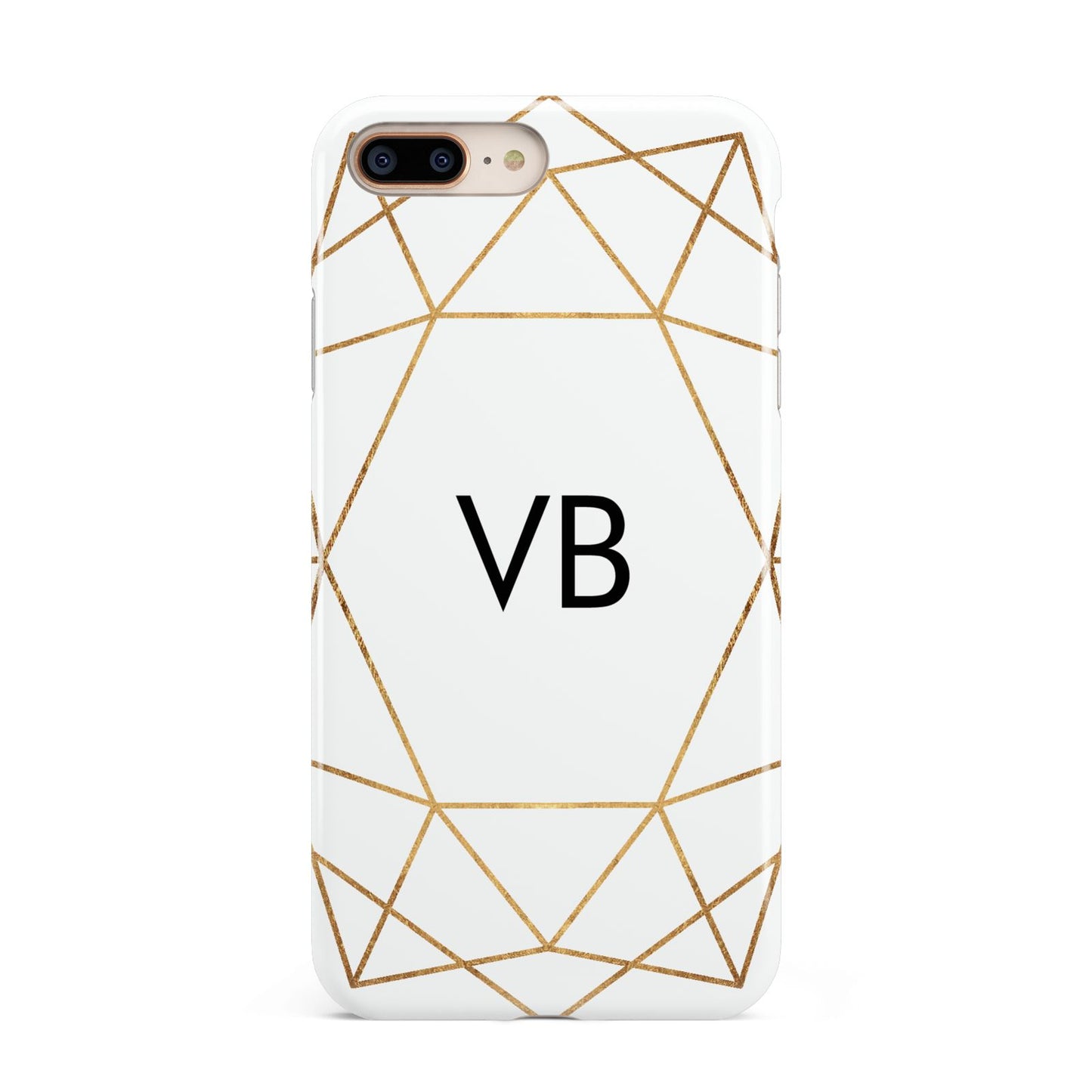 Personalised Initials White Gold Geometric Apple iPhone 7 8 Plus 3D Tough Case