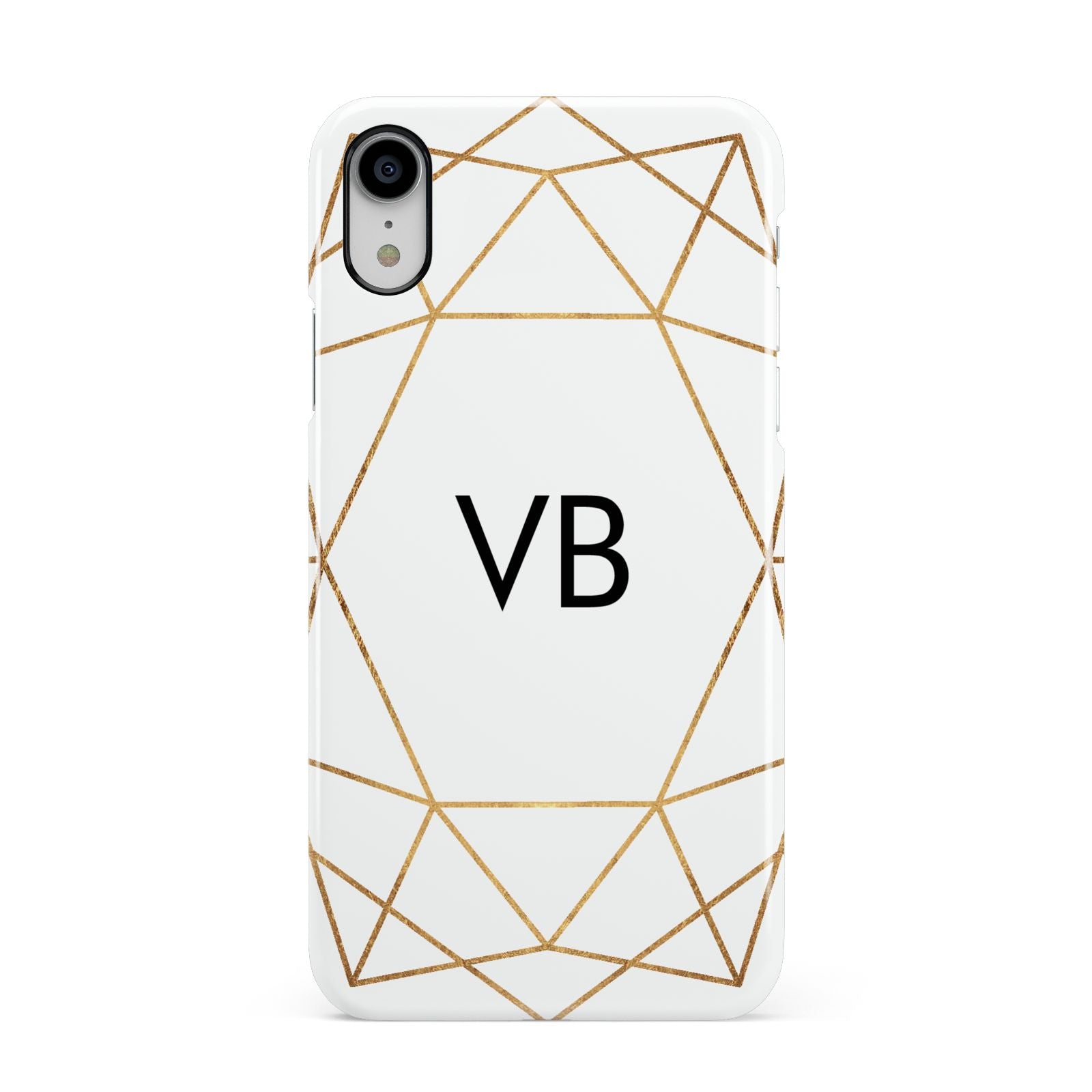 Personalised Initials White Gold Geometric Apple iPhone XR White 3D Snap Case