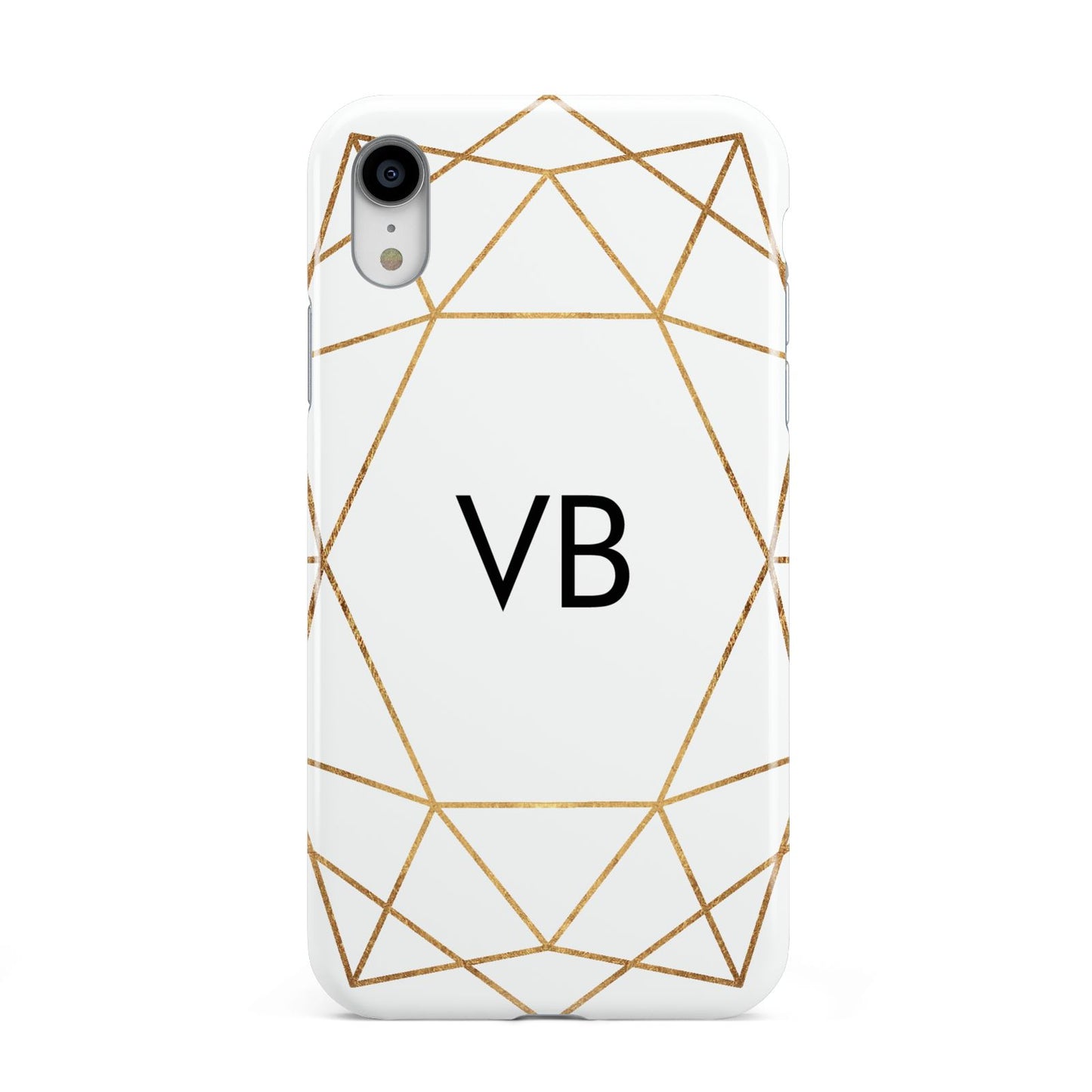 Personalised Initials White Gold Geometric Apple iPhone XR White 3D Tough Case