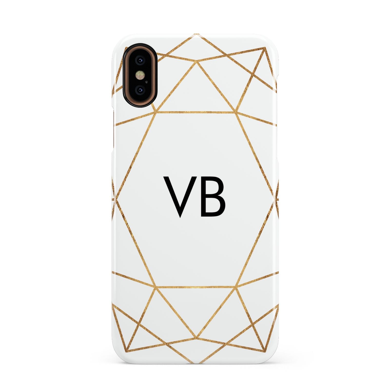 Personalised Initials White Gold Geometric Apple iPhone XS 3D Snap Case