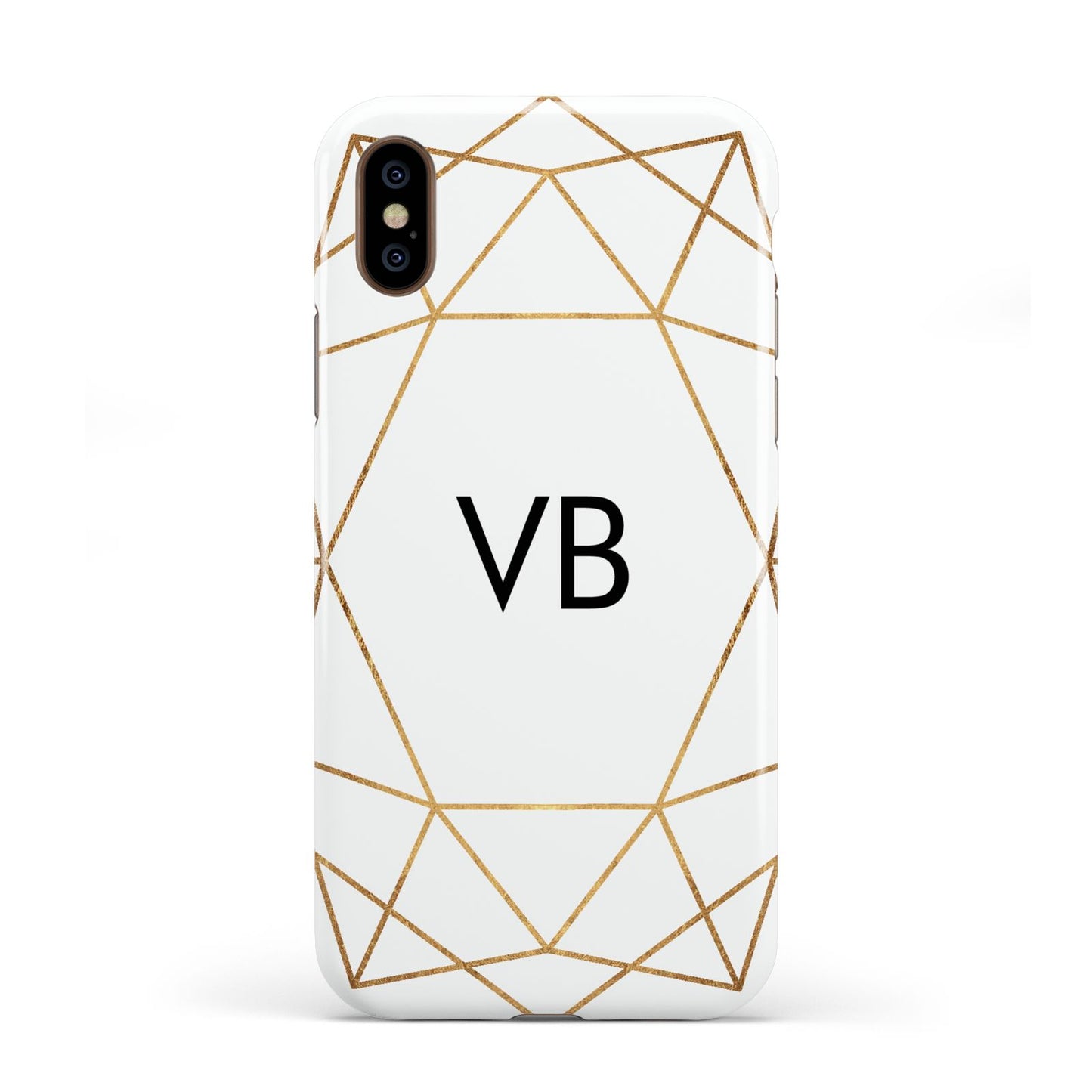 Personalised Initials White Gold Geometric Apple iPhone XS 3D Tough