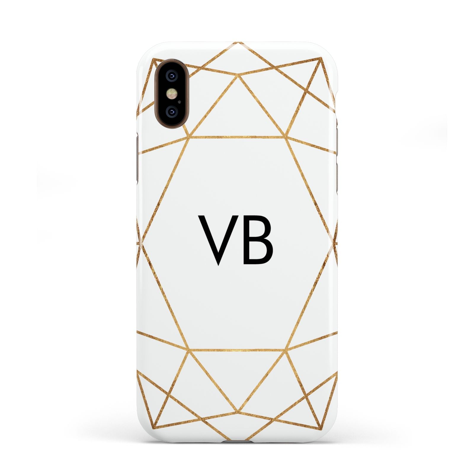 Personalised Initials White Gold Geometric Apple iPhone XS 3D Tough