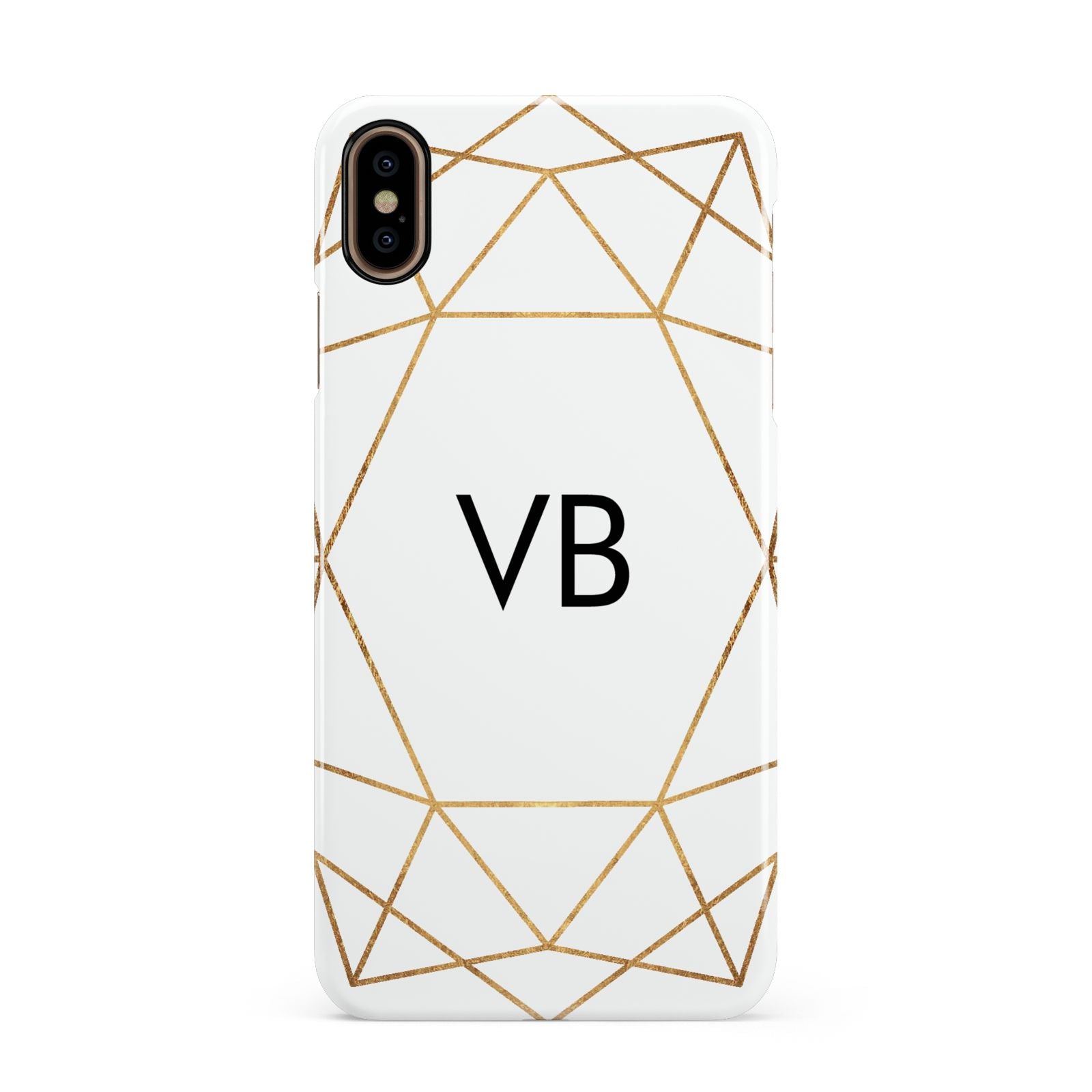 Personalised Initials White Gold Geometric Apple iPhone Xs Max 3D Snap Case