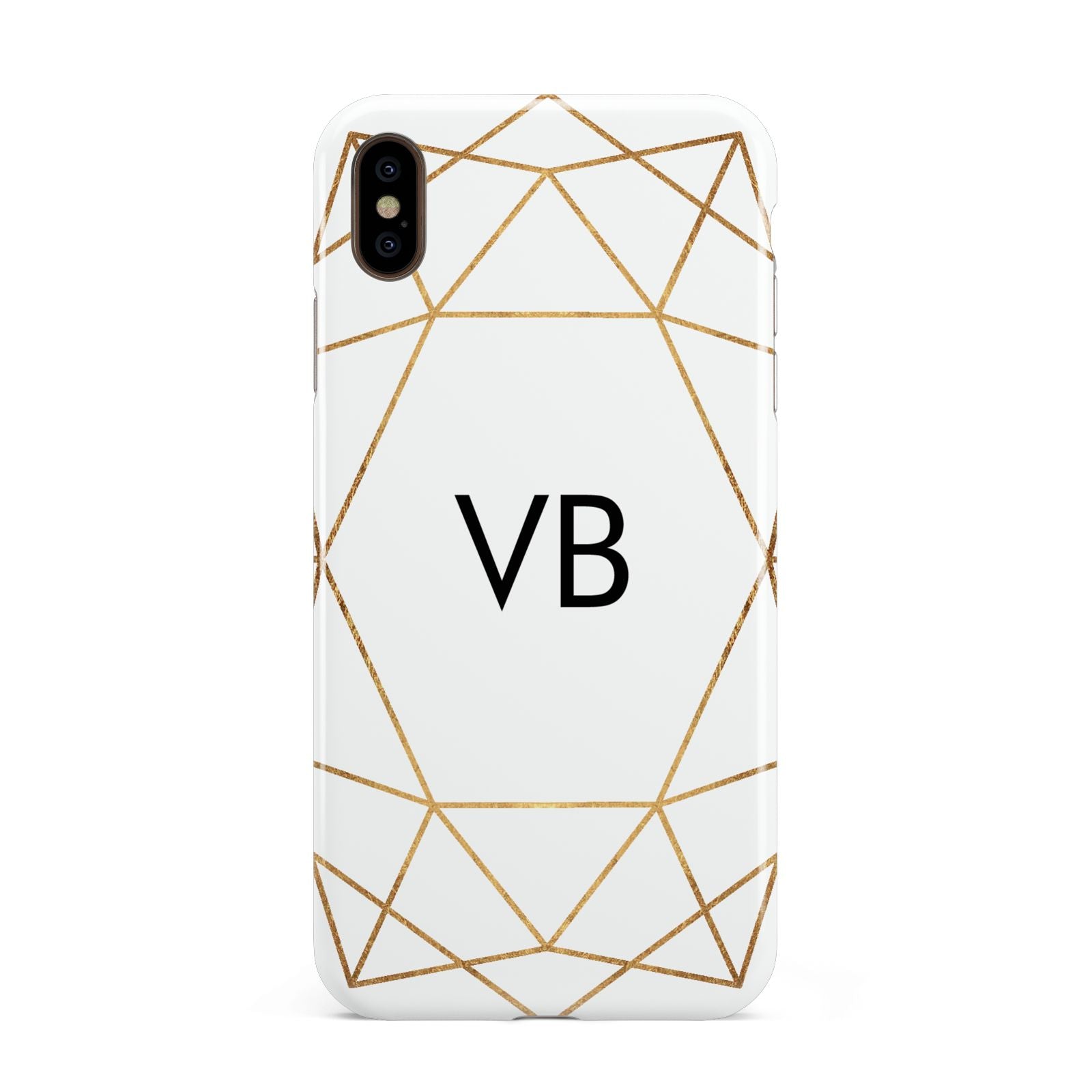 Personalised Initials White Gold Geometric Apple iPhone Xs Max 3D Tough Case