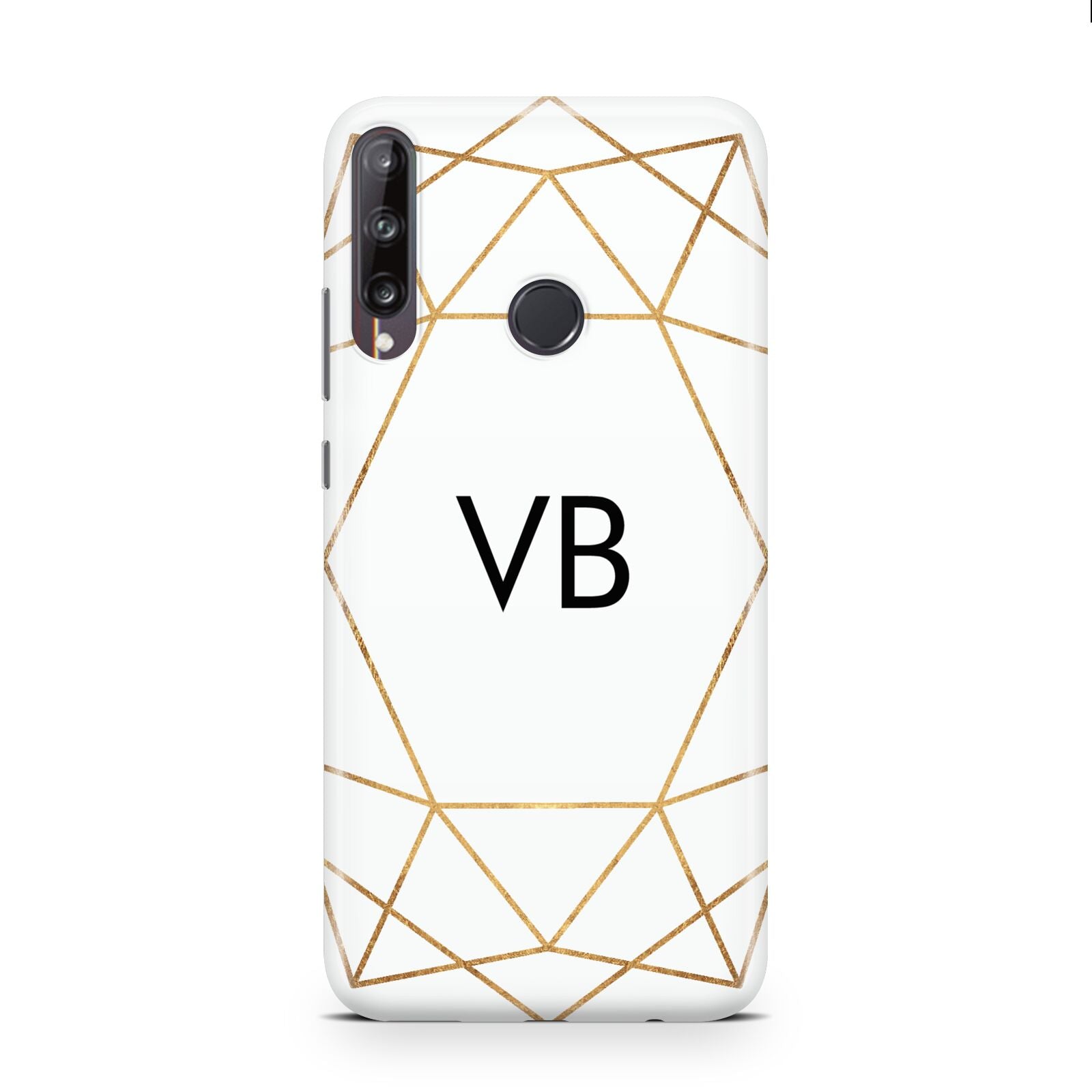 Personalised Initials White Gold Geometric Huawei P40 Lite E Phone Case