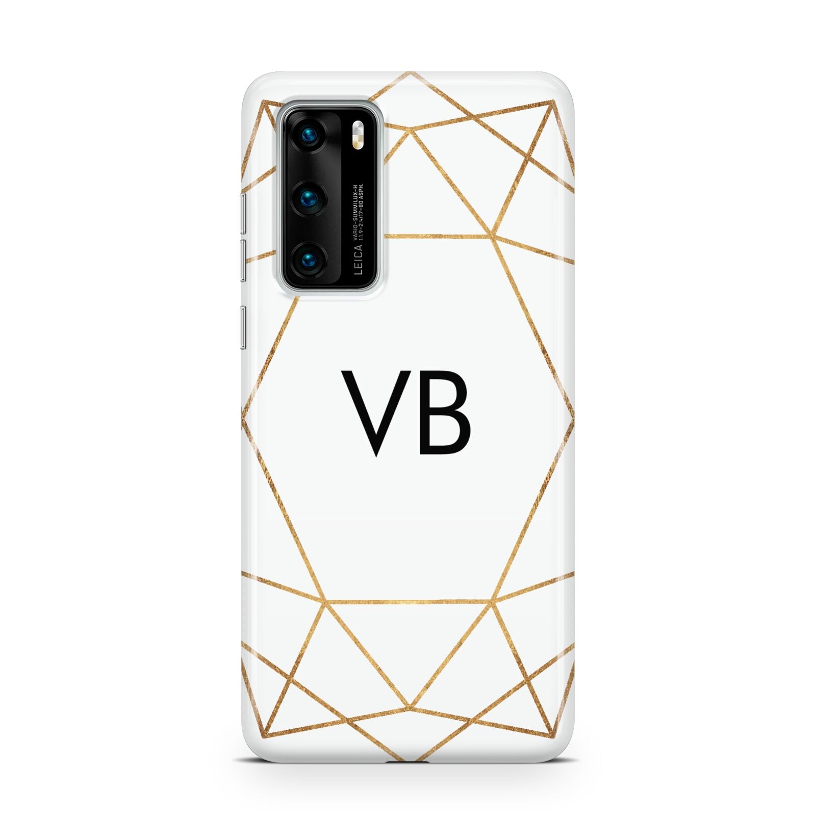 Personalised Initials White Gold Geometric Huawei P40 Phone Case