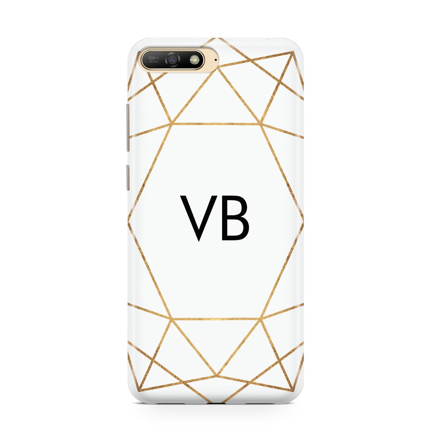 Personalised Initials White Gold Geometric Huawei Y6 2018