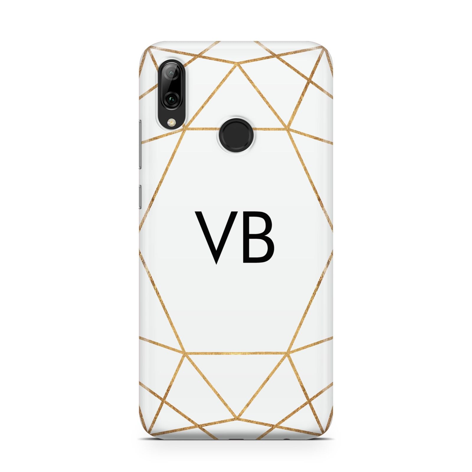 Personalised Initials White Gold Geometric Huawei Y7 2019