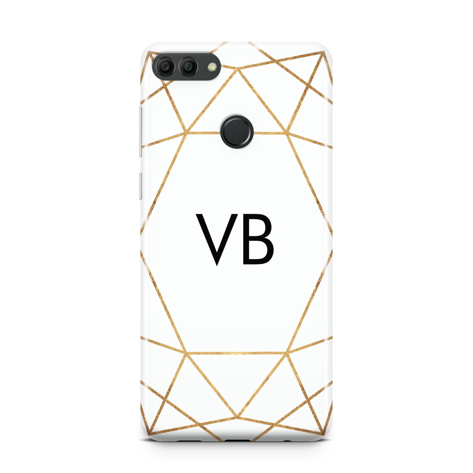 Personalised Initials White Gold Geometric Huawei Y9 2018