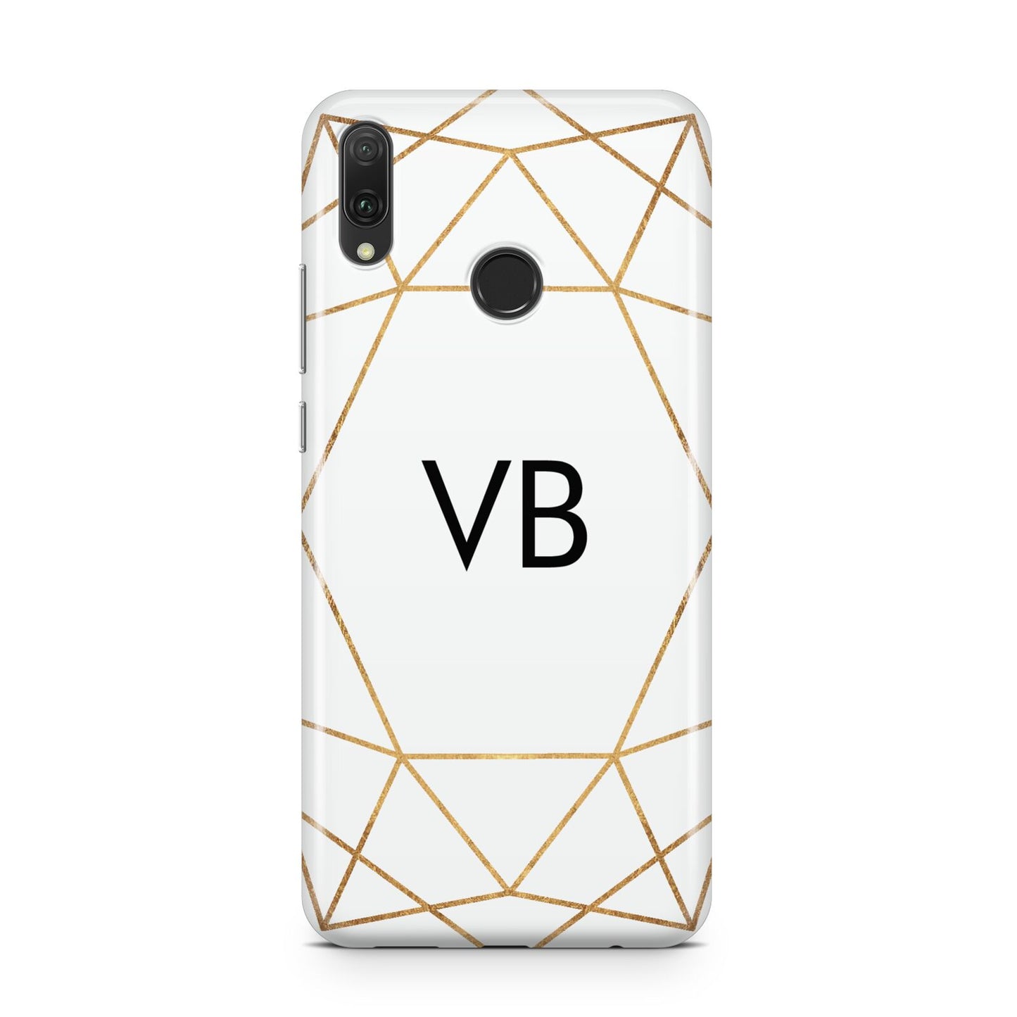 Personalised Initials White Gold Geometric Huawei Y9 2019