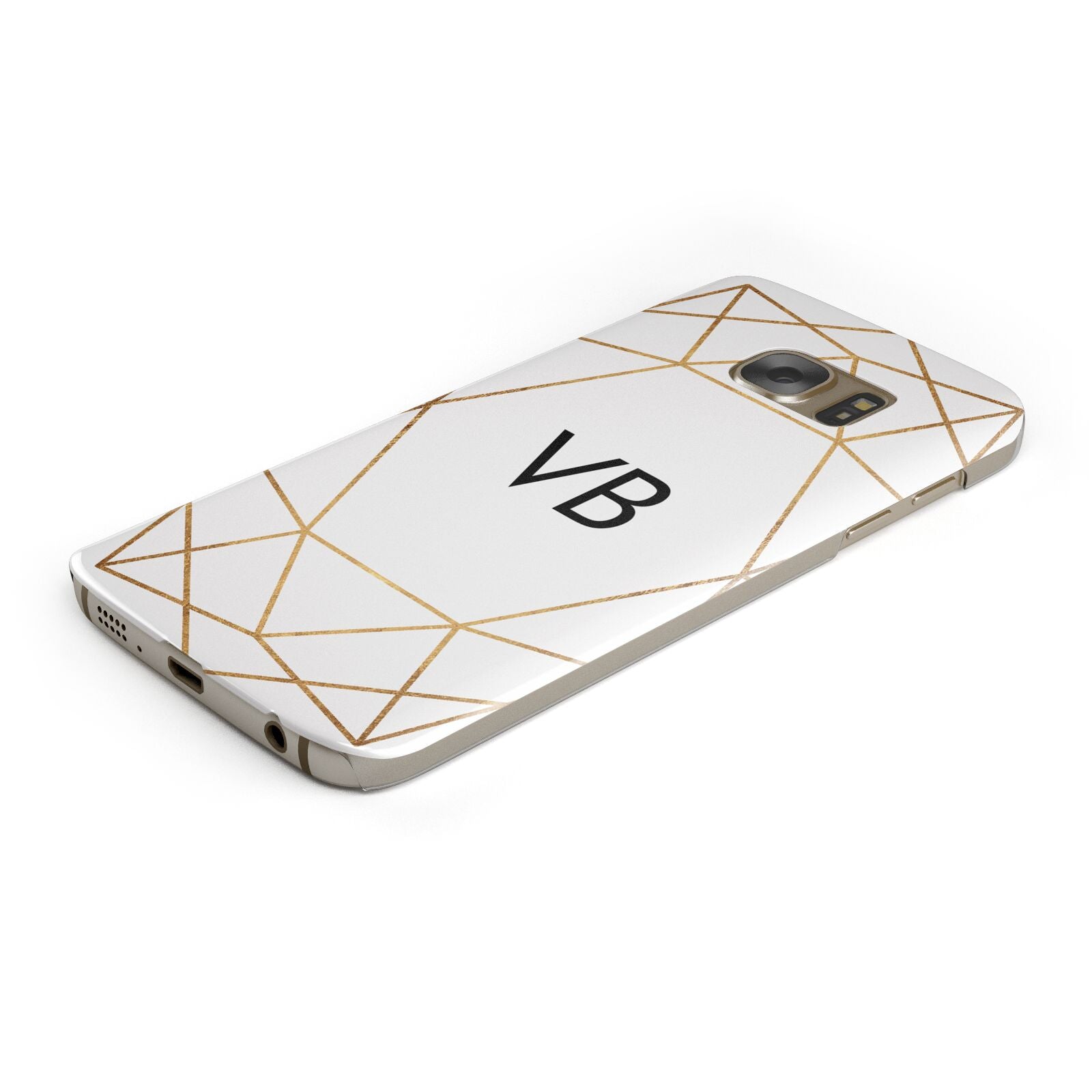 Personalised Initials White Gold Geometric Protective Samsung Galaxy Case Angled Image