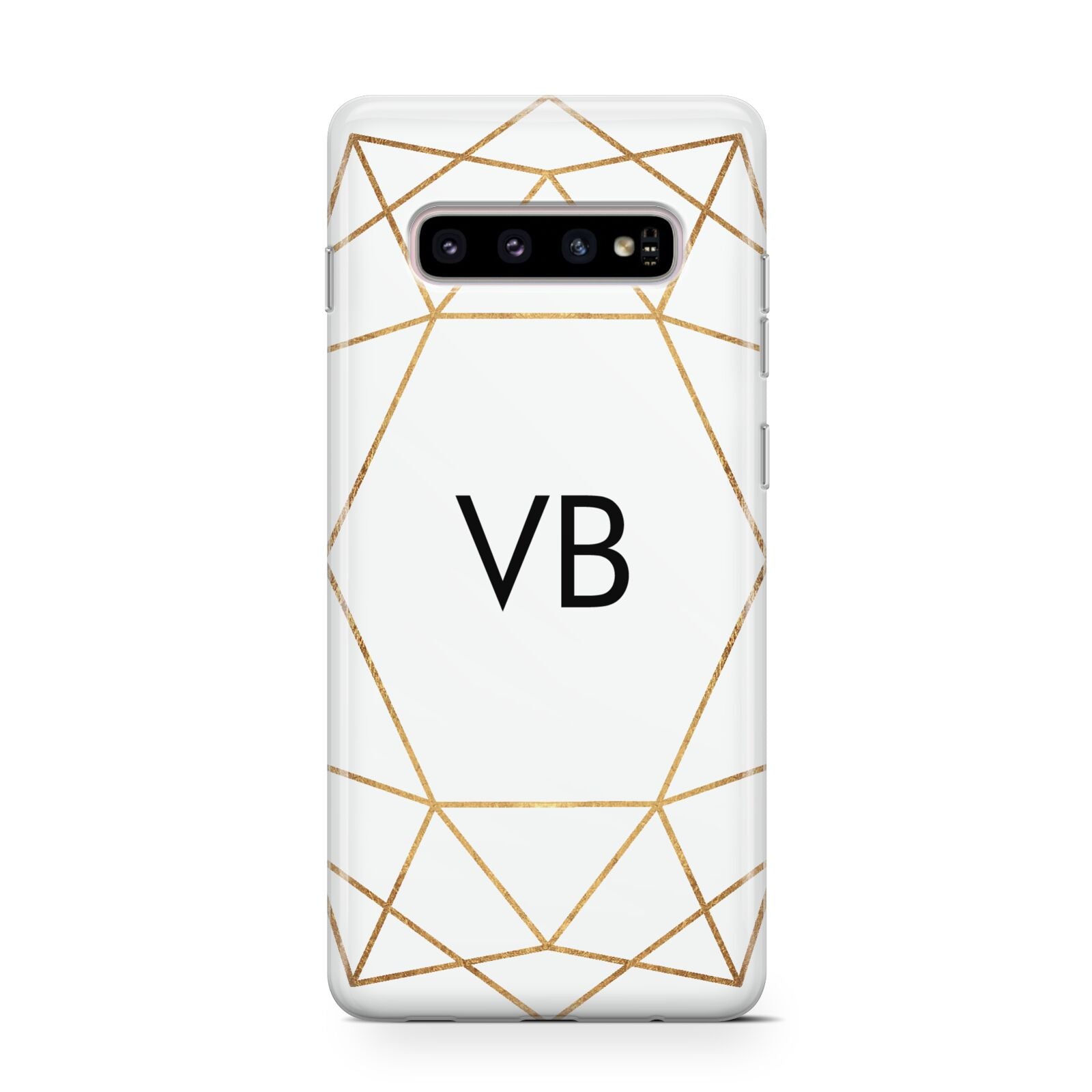 Personalised Initials White Gold Geometric Protective Samsung Galaxy Case