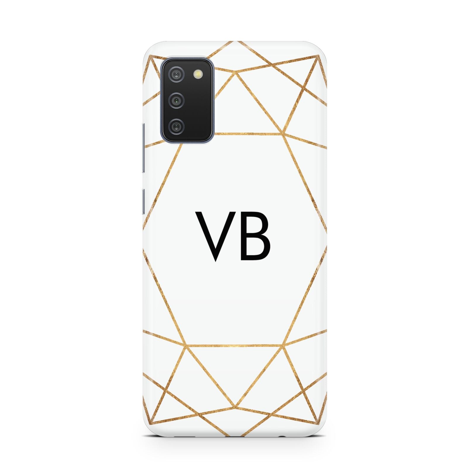 Personalised Initials White Gold Geometric Samsung A02s Case