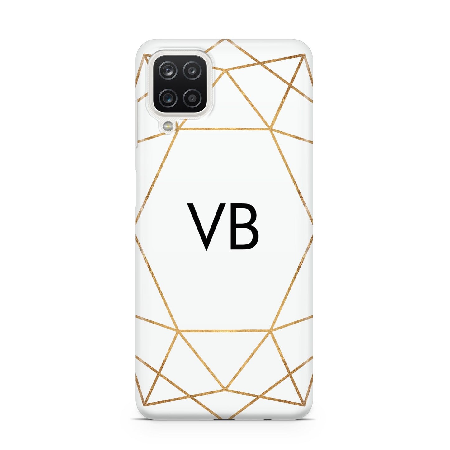 Personalised Initials White Gold Geometric Samsung A12 Case