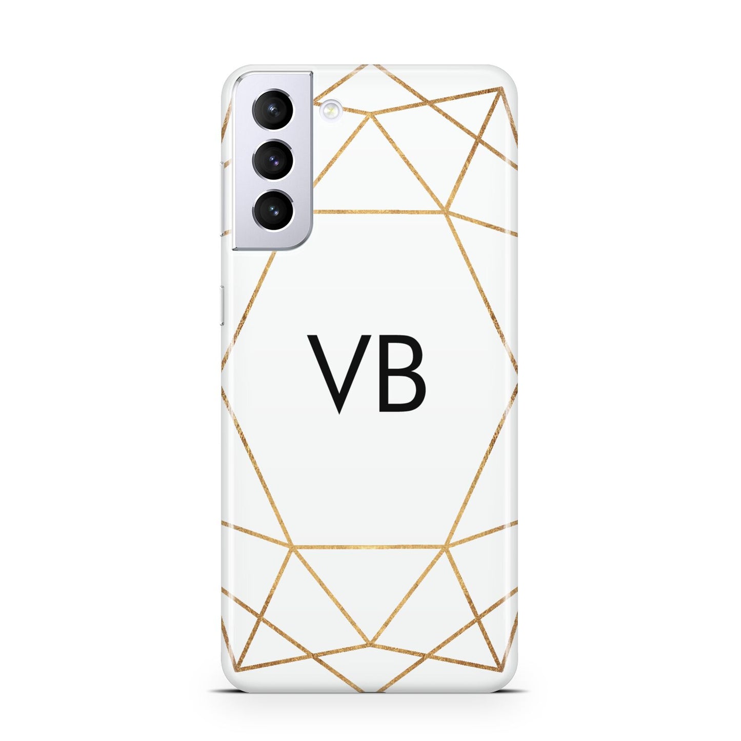 Personalised Initials White Gold Geometric Samsung S21 Plus Case