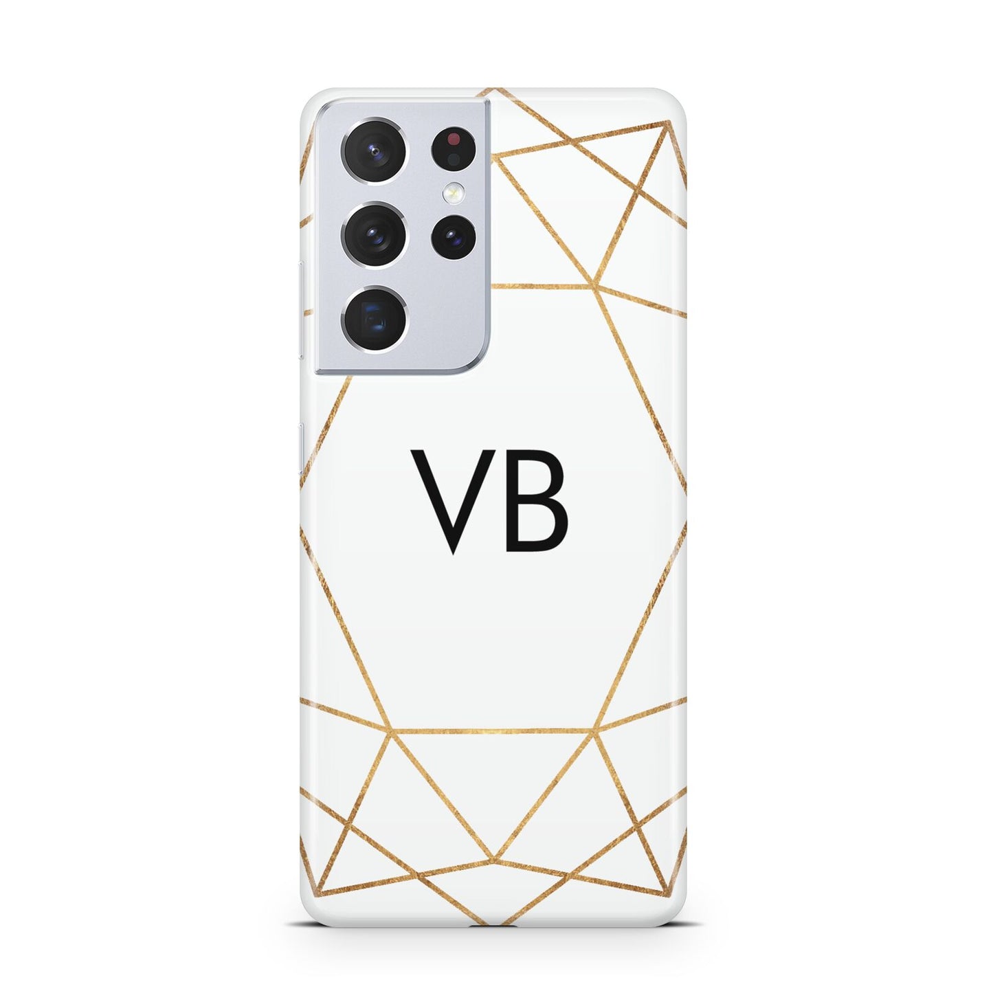 Personalised Initials White Gold Geometric Samsung S21 Ultra Case