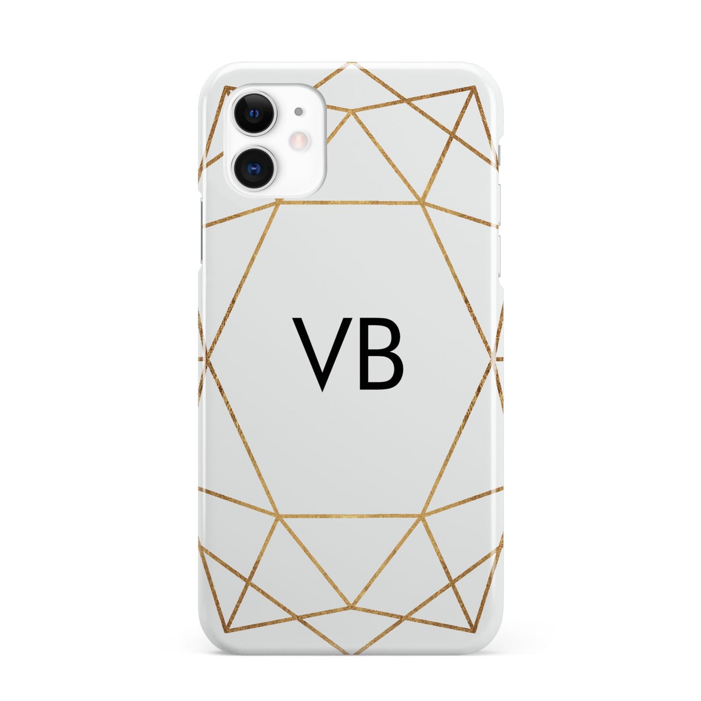 Personalised Initials White Gold Geometric iPhone 11 3D Snap Case