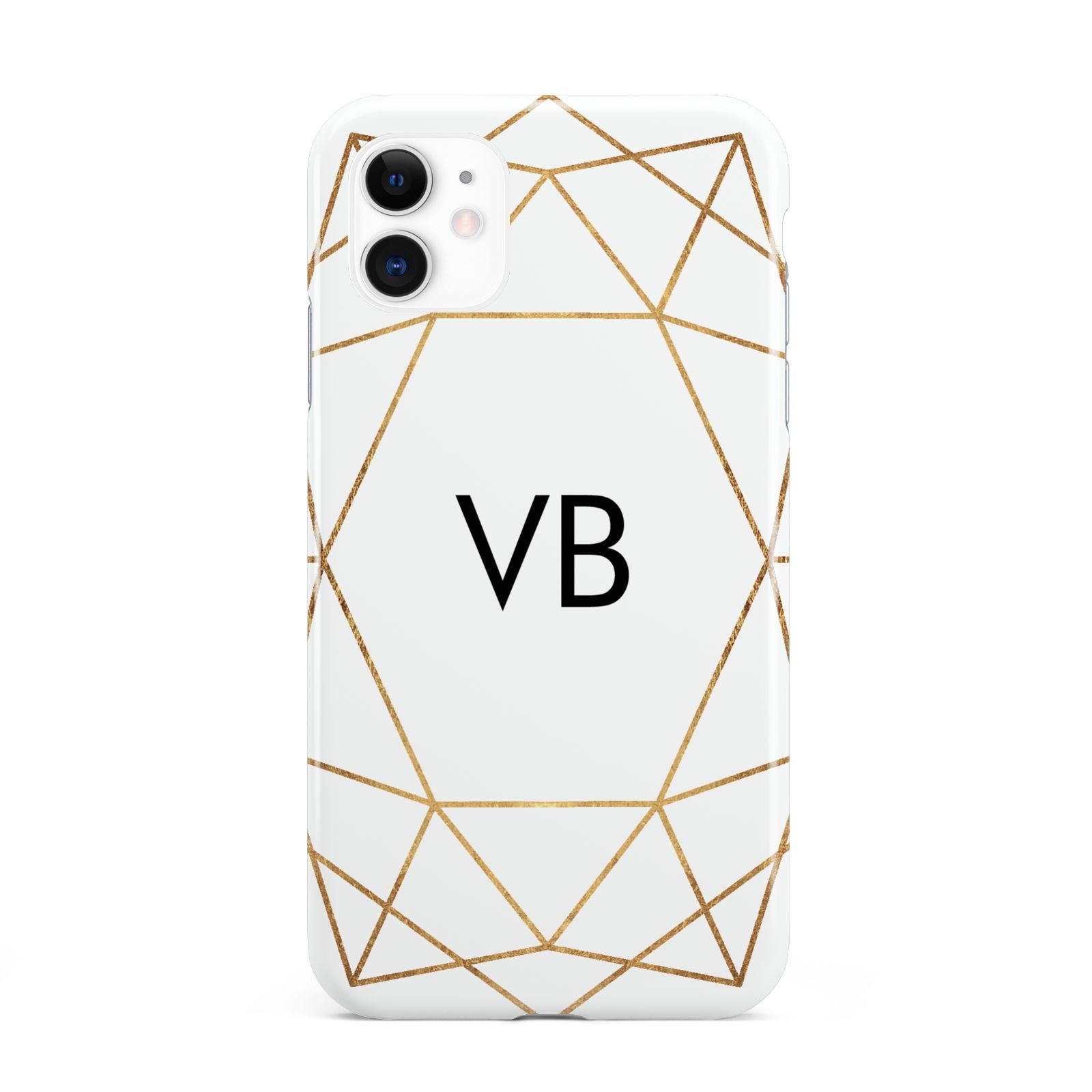 Personalised Initials White Gold Geometric iPhone 11 3D Tough Case