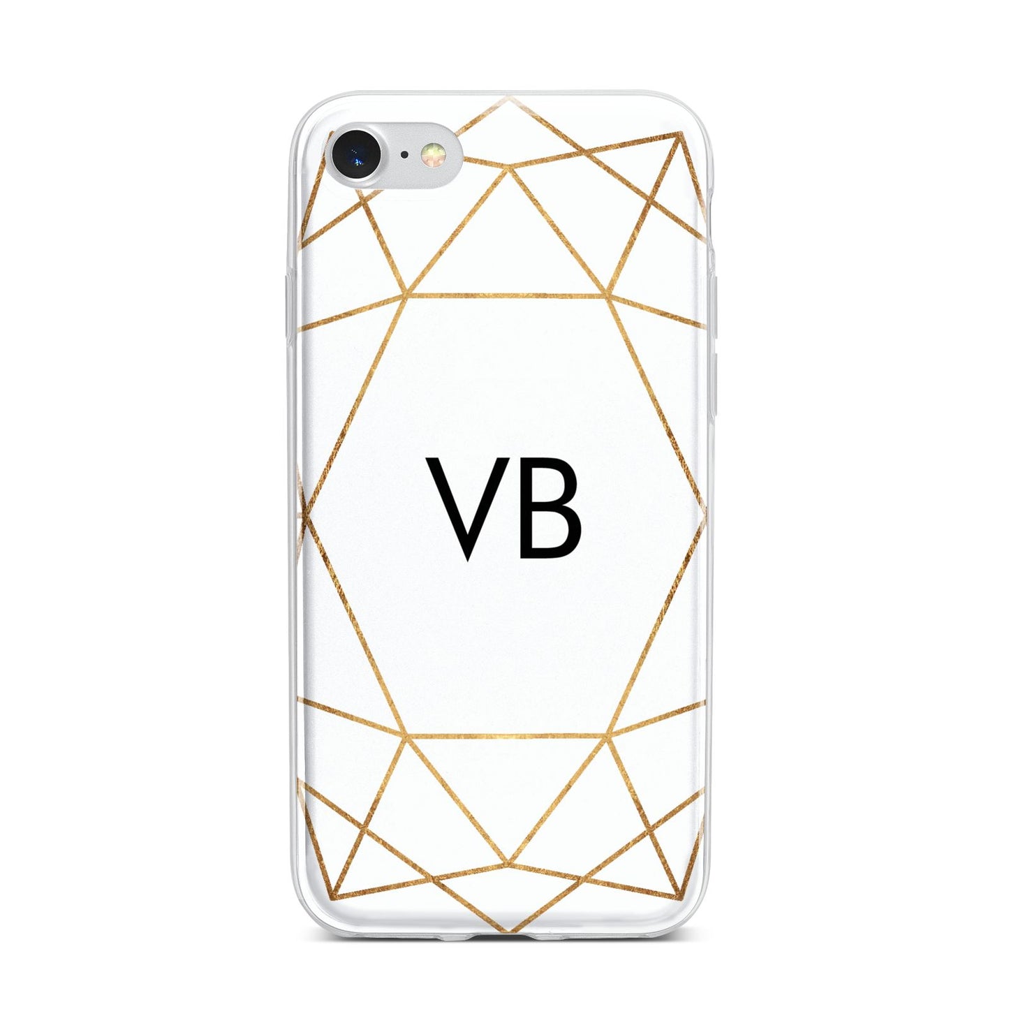 Personalised Initials White Gold Geometric iPhone 7 Bumper Case on Silver iPhone