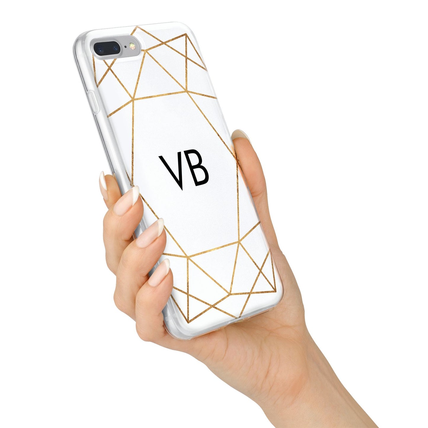 Personalised Initials White Gold Geometric iPhone 7 Plus Bumper Case on Silver iPhone Alternative Image