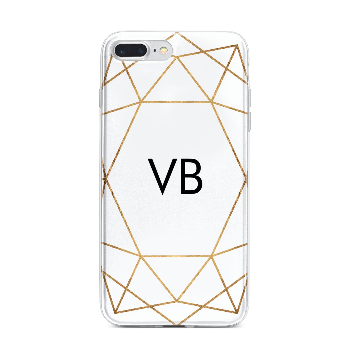 Personalised Initials White Gold Geometric iPhone 7 Plus Bumper Case on Silver iPhone