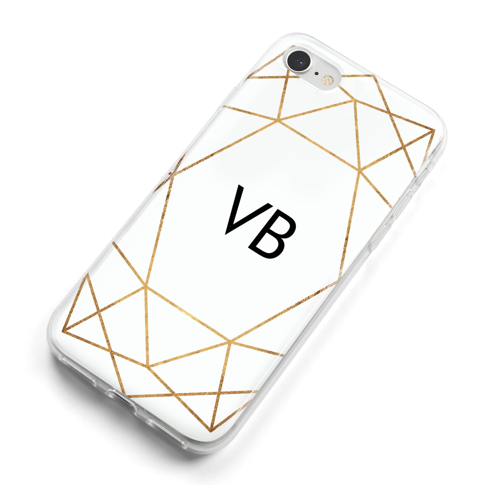 Personalised Initials White Gold Geometric iPhone 8 Bumper Case on Silver iPhone Alternative Image