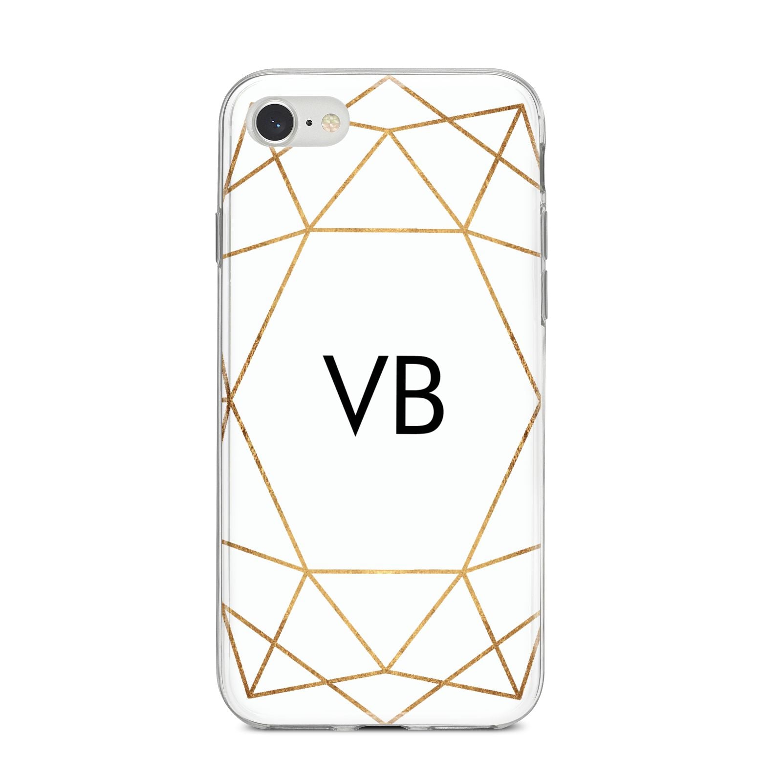 Personalised Initials White Gold Geometric iPhone 8 Bumper Case on Silver iPhone